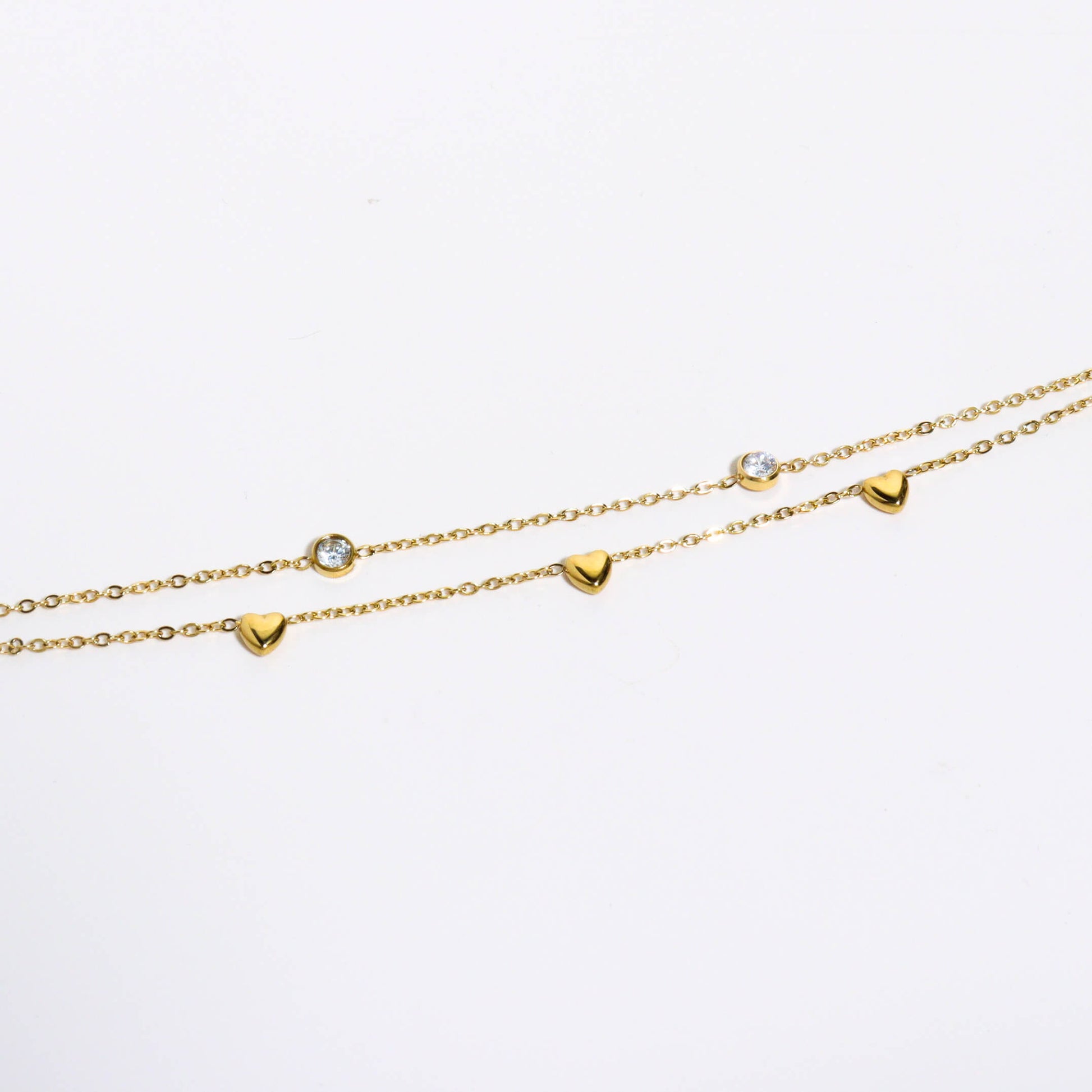 Entangled Heart Chain Gold Bracelet
