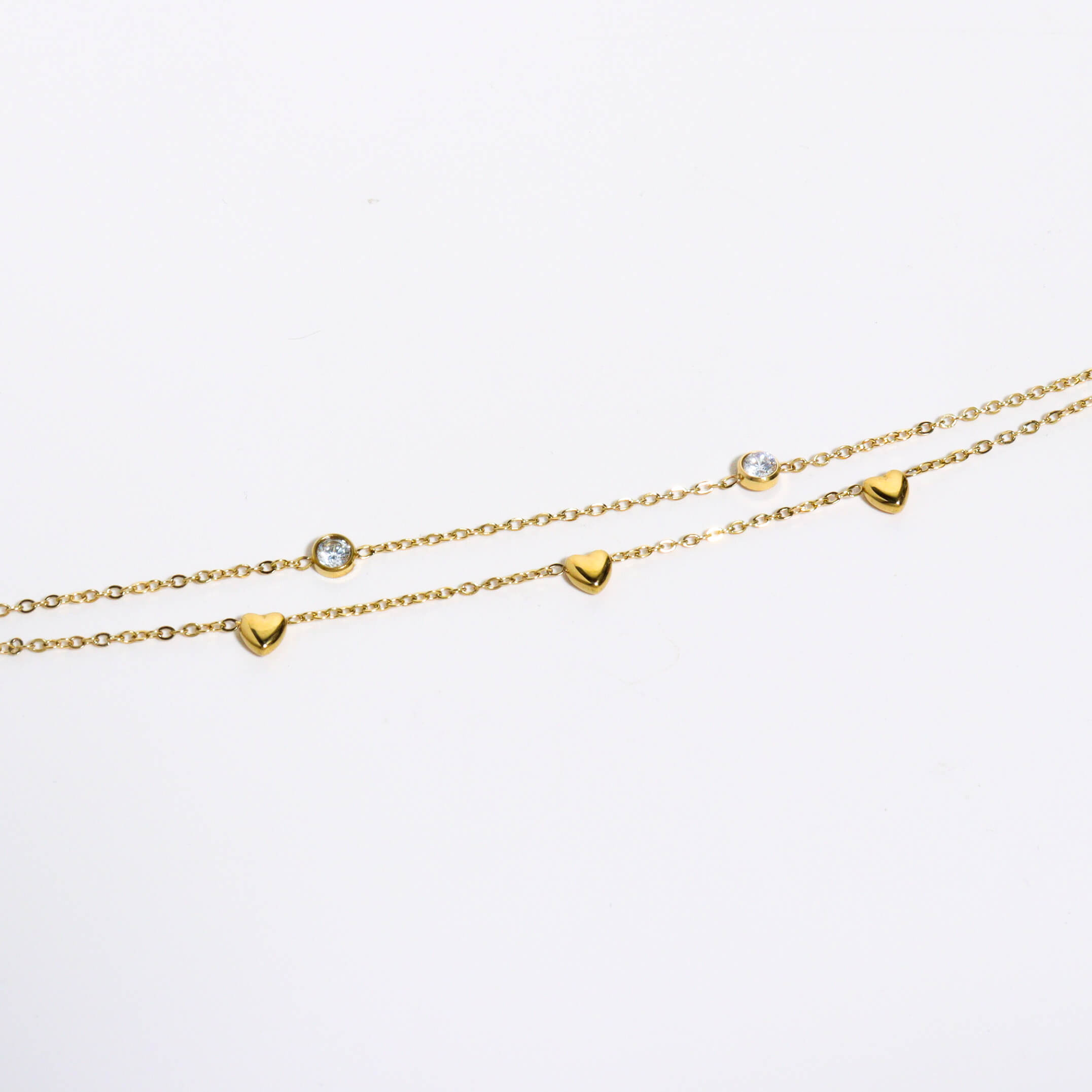 Entangled Heart Chain Gold Bracelet