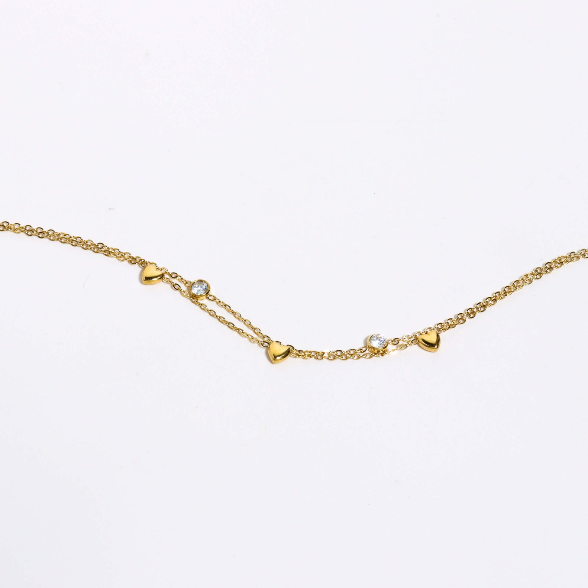 Entangled Heart Chain Gold Bracelet