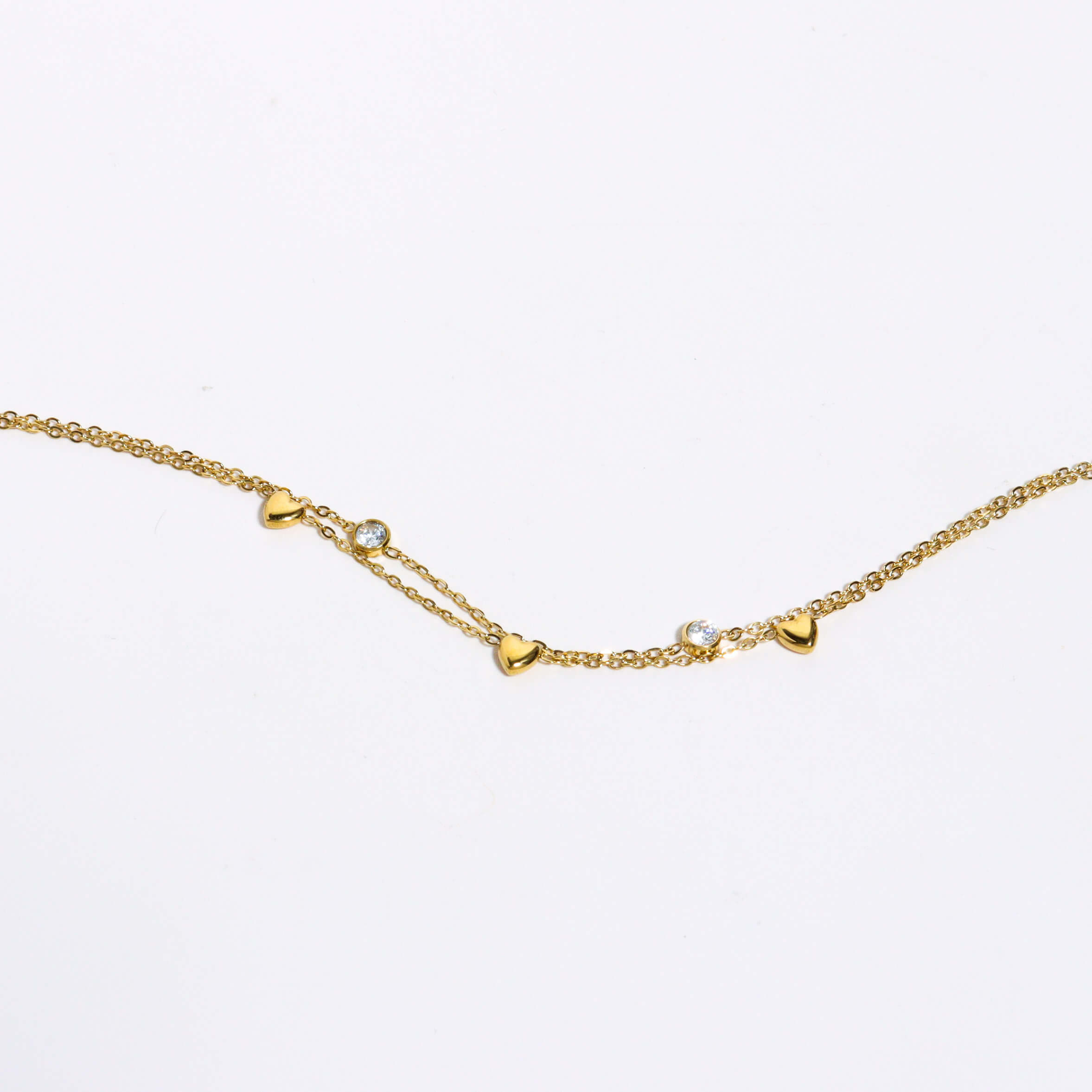 Entangled Heart Chain Gold Bracelet