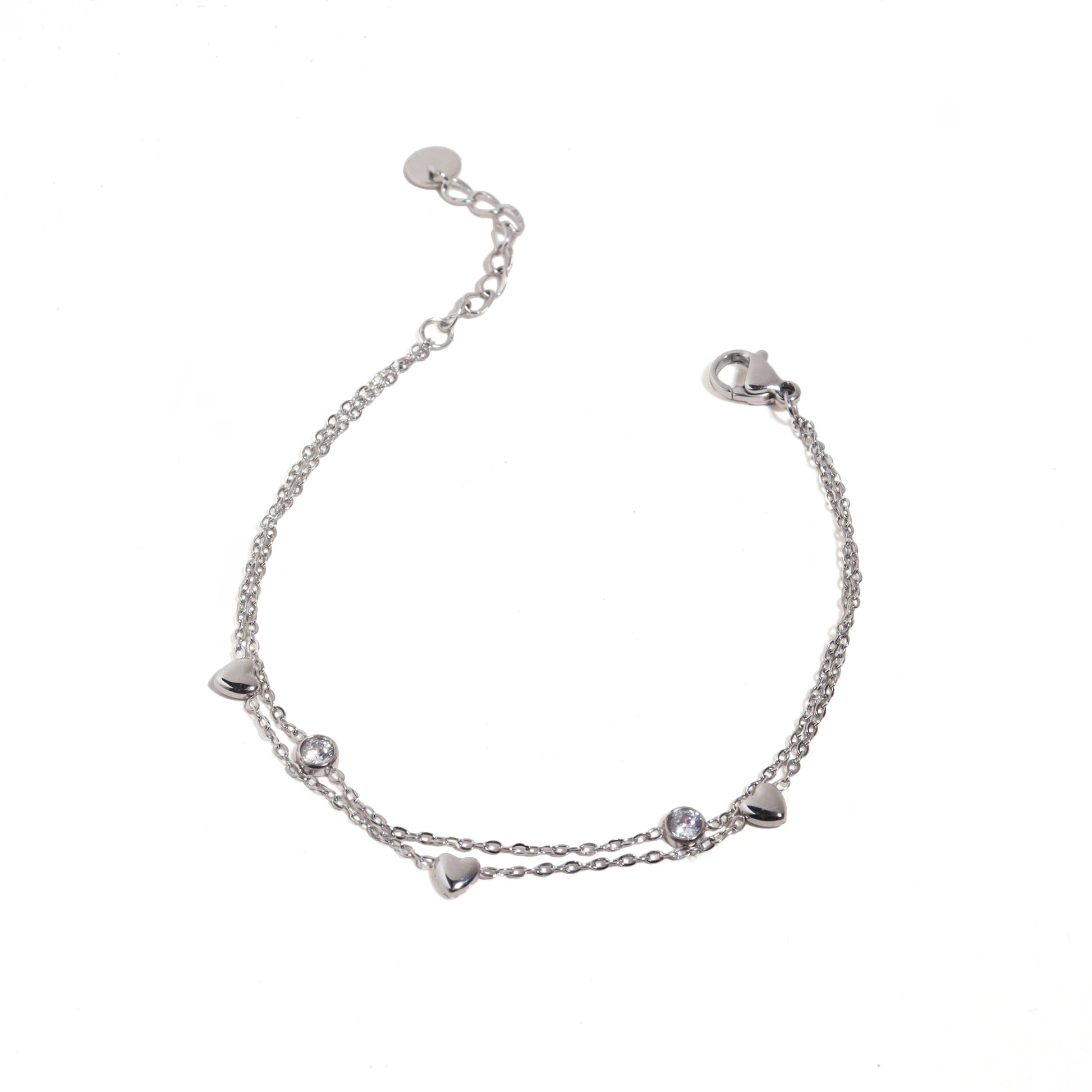 Entangled Heart Chain Silver Bracelet