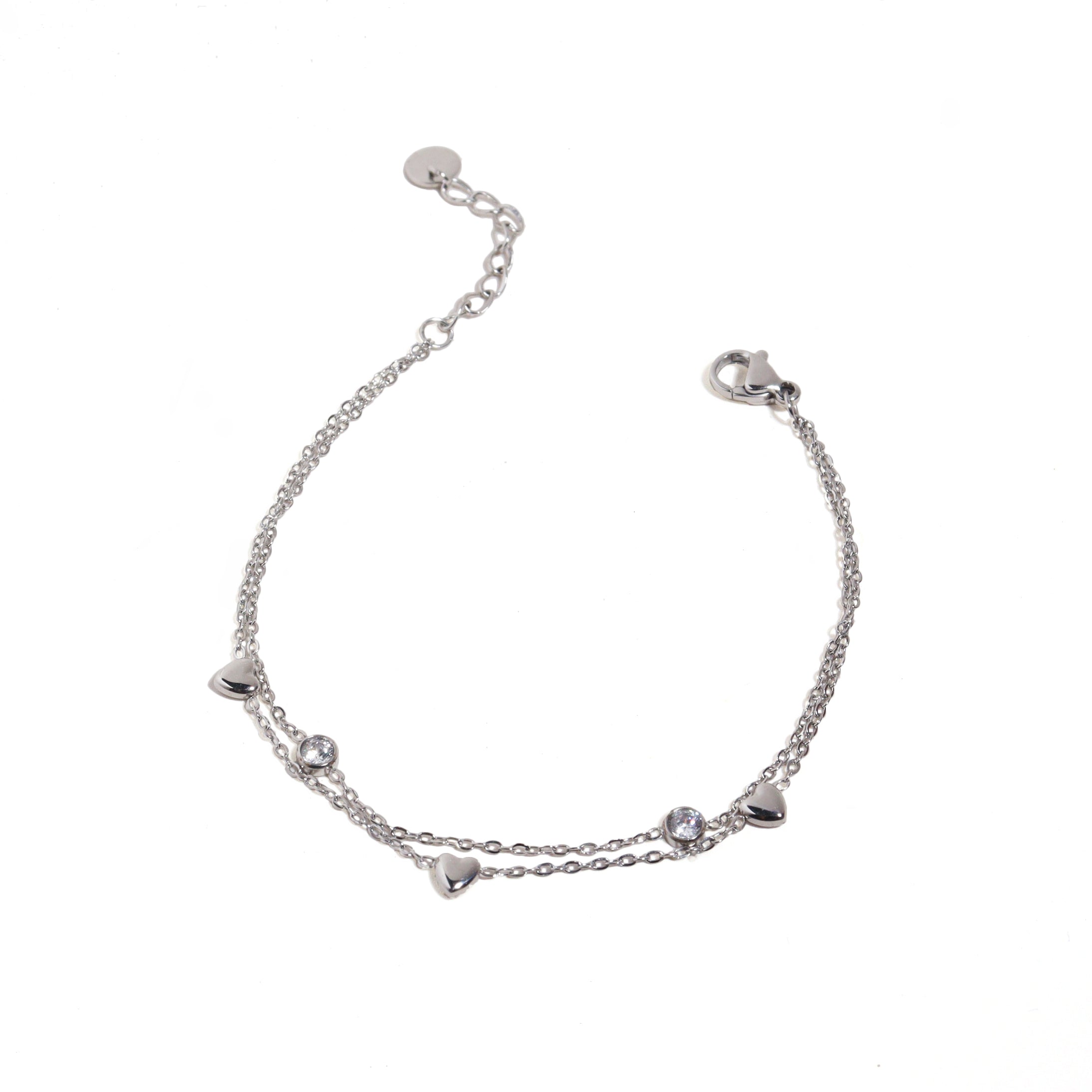 Entangled Heart Chain Silver Bracelet