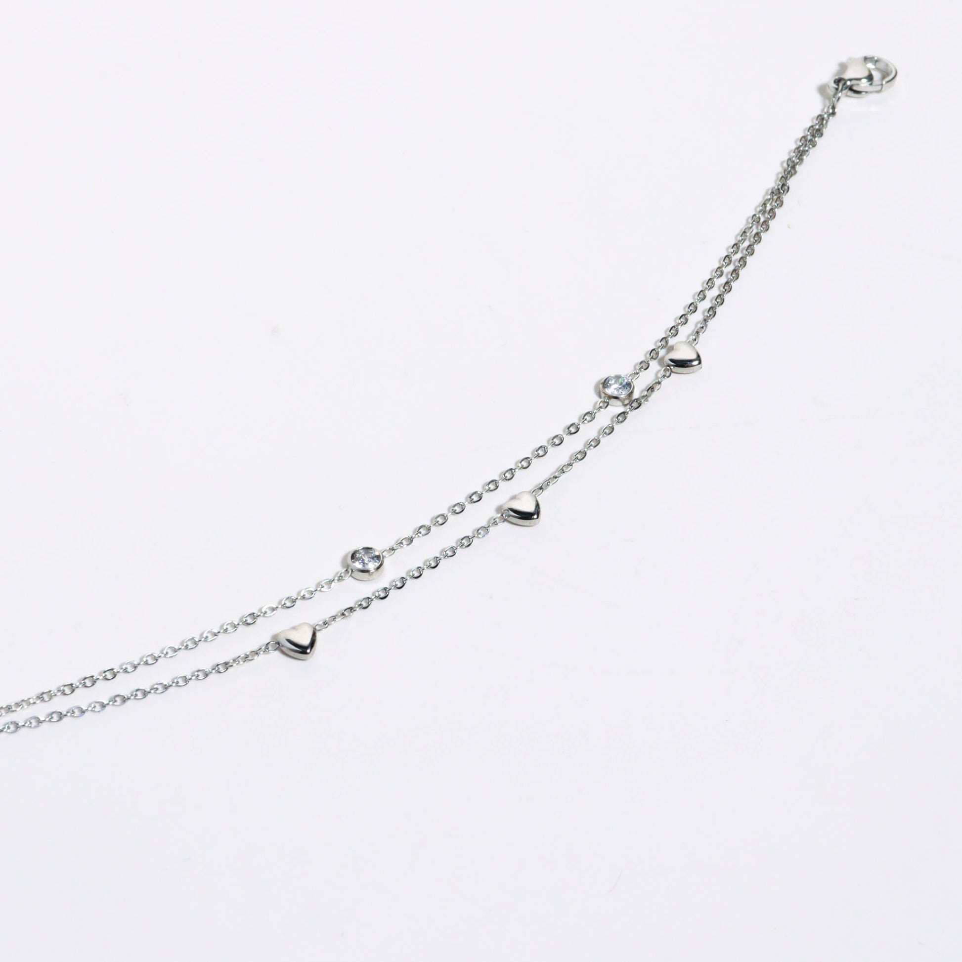 Entangled Heart Chain Silver Bracelet