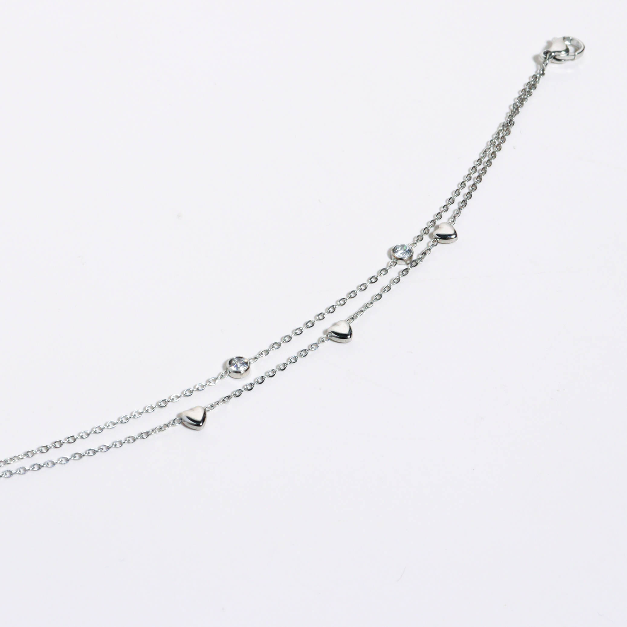 Entangled Heart Chain Silver Bracelet
