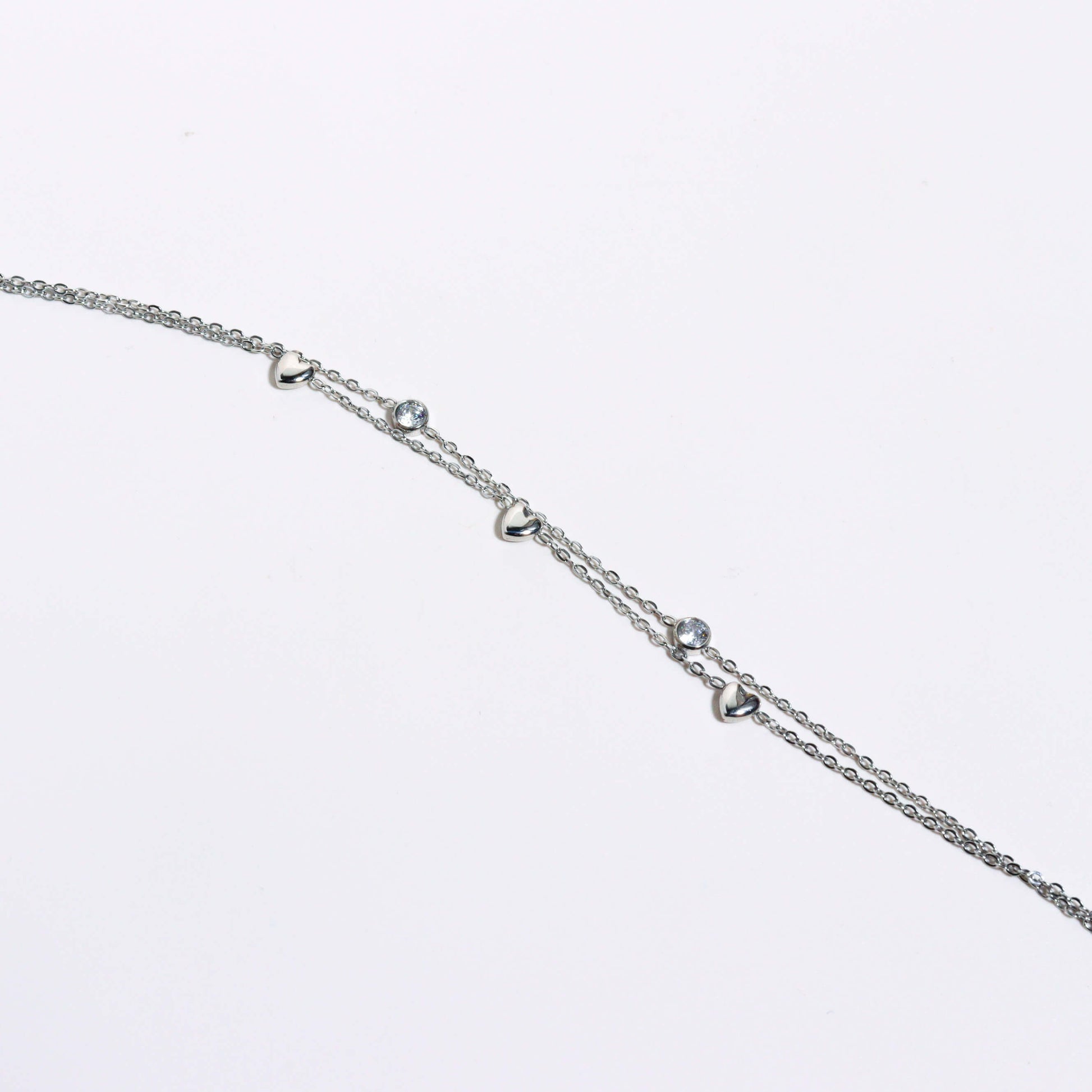Entangled Heart Chain Silver Bracelet