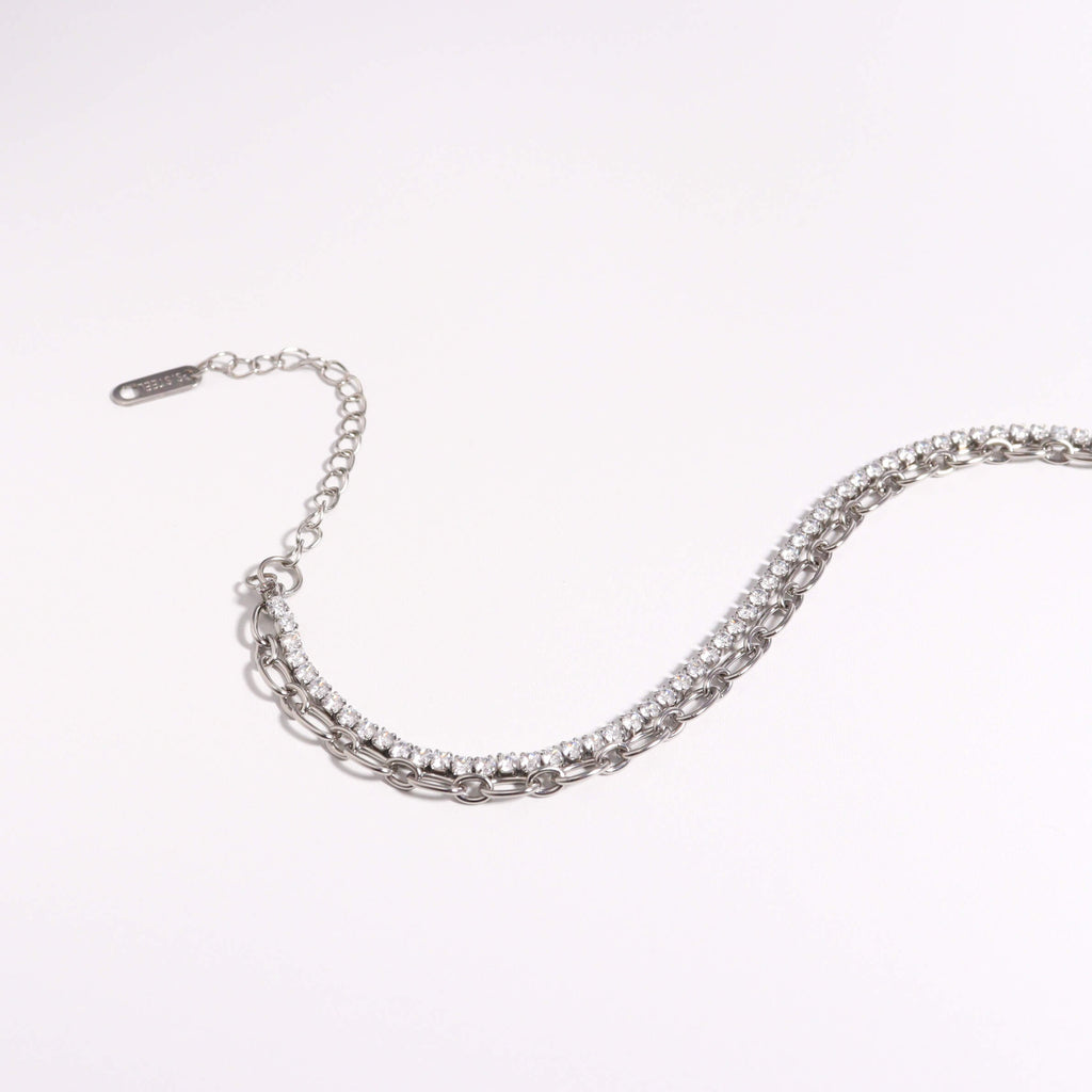 Double Chain Silver Tennis Bracelet