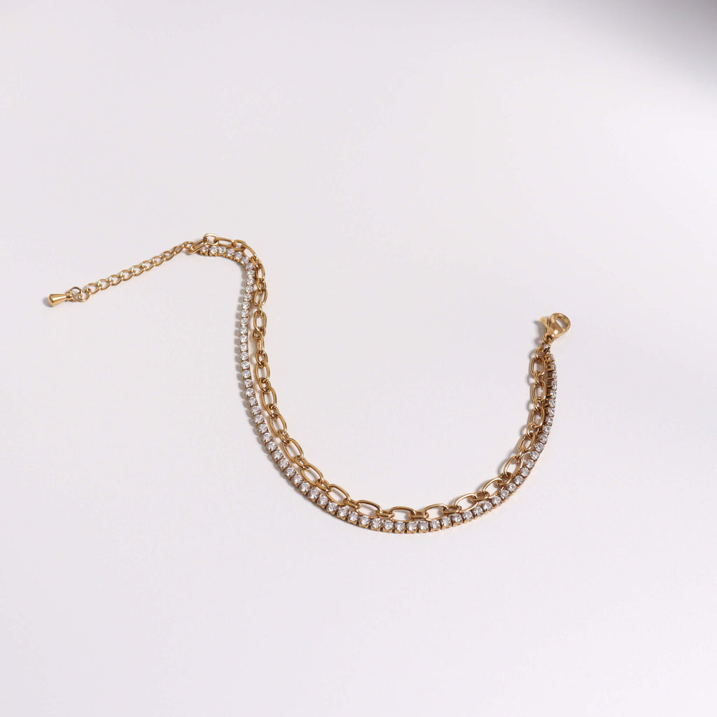 Double Chain Gold Tennis Bracelet