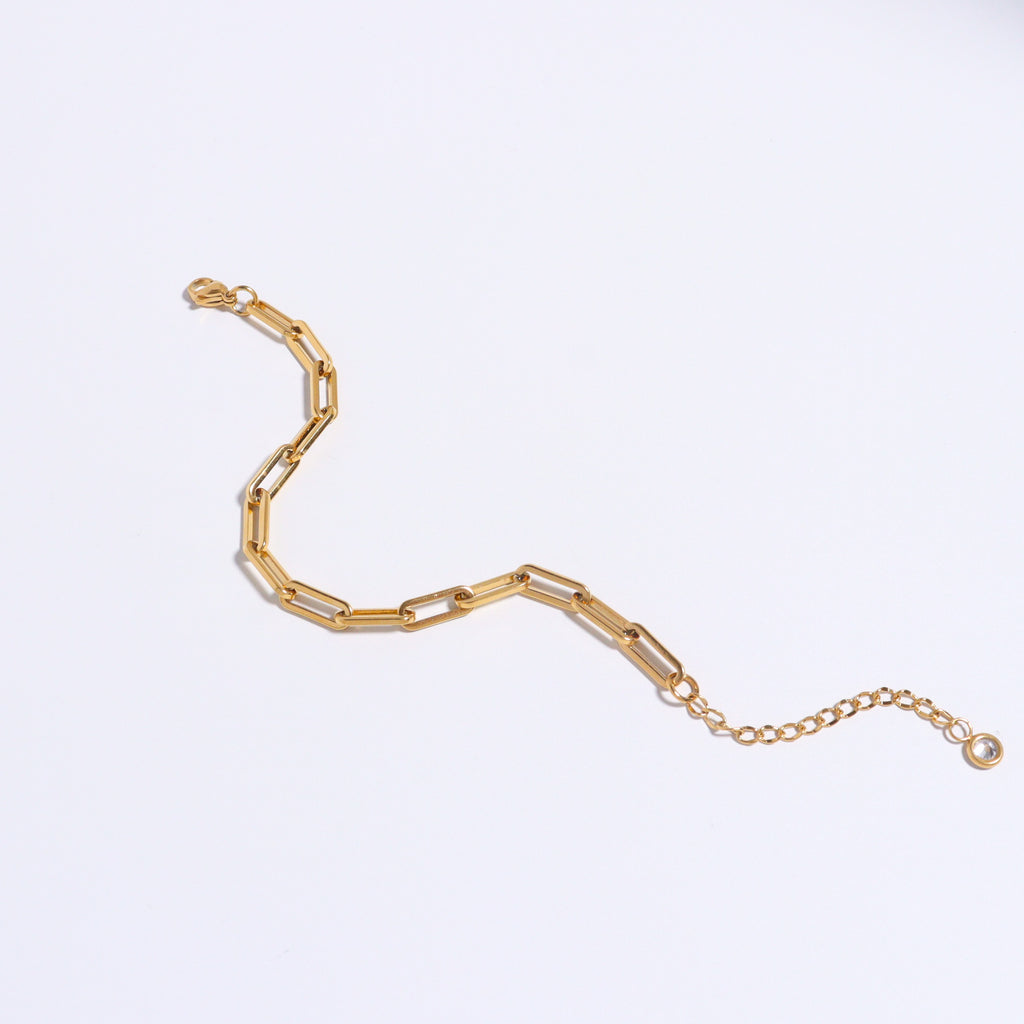 Thick Paper Clip Gold Chain Bracelet