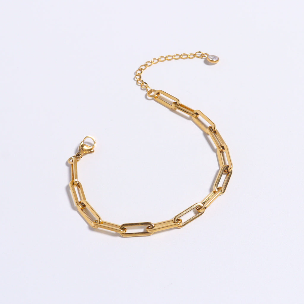 Thick Paper Clip Gold Chain Bracelet
