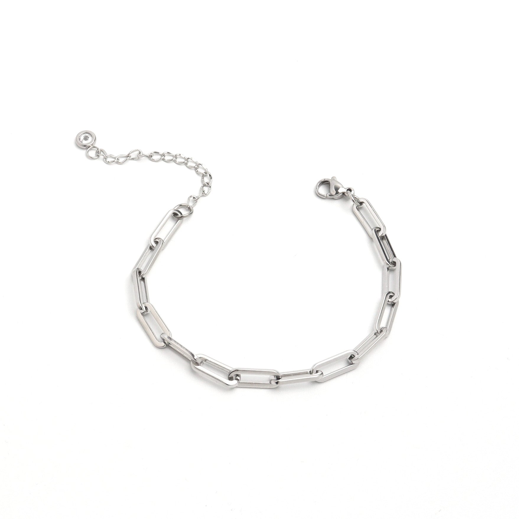 Thick Paper Clip Silver Chain Bracelet