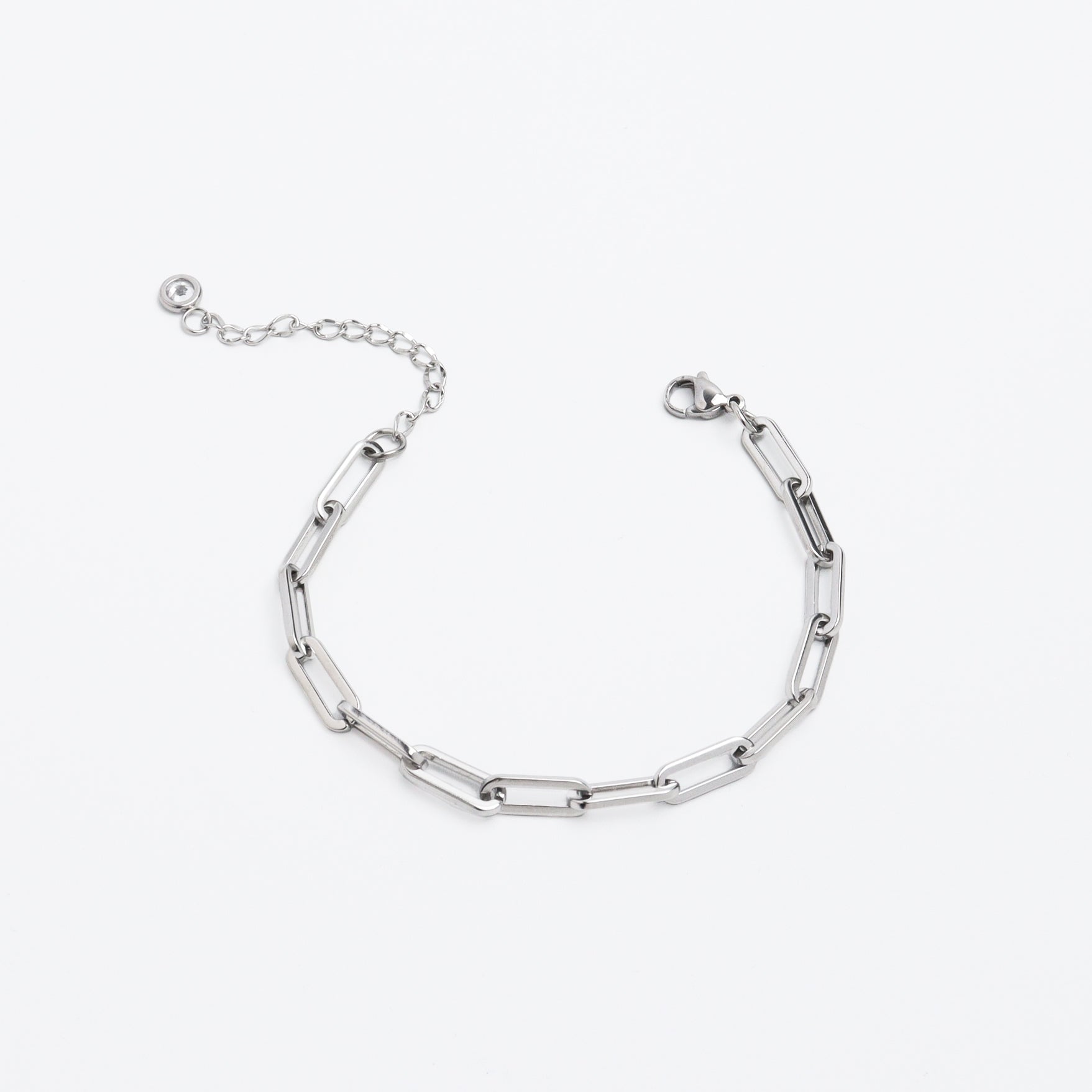 Thick Paper Clip Silver Chain Bracelet