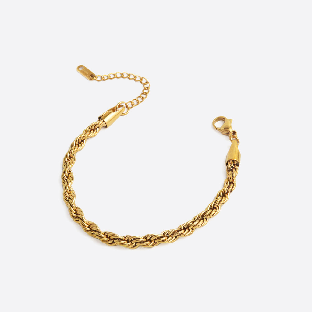 Twisted Rope Chain Gold Bracelet