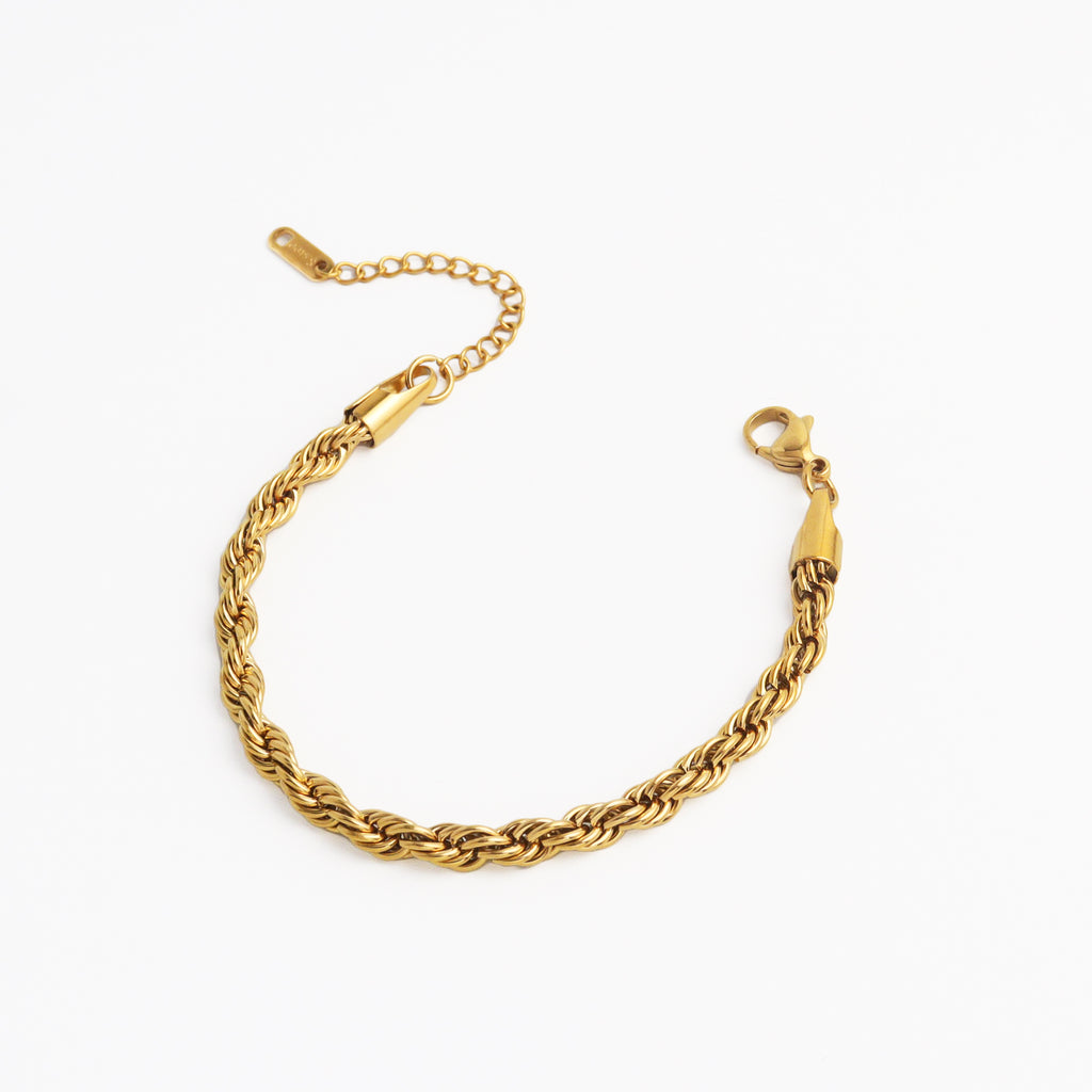 Twisted Rope Chain Gold Bracelet