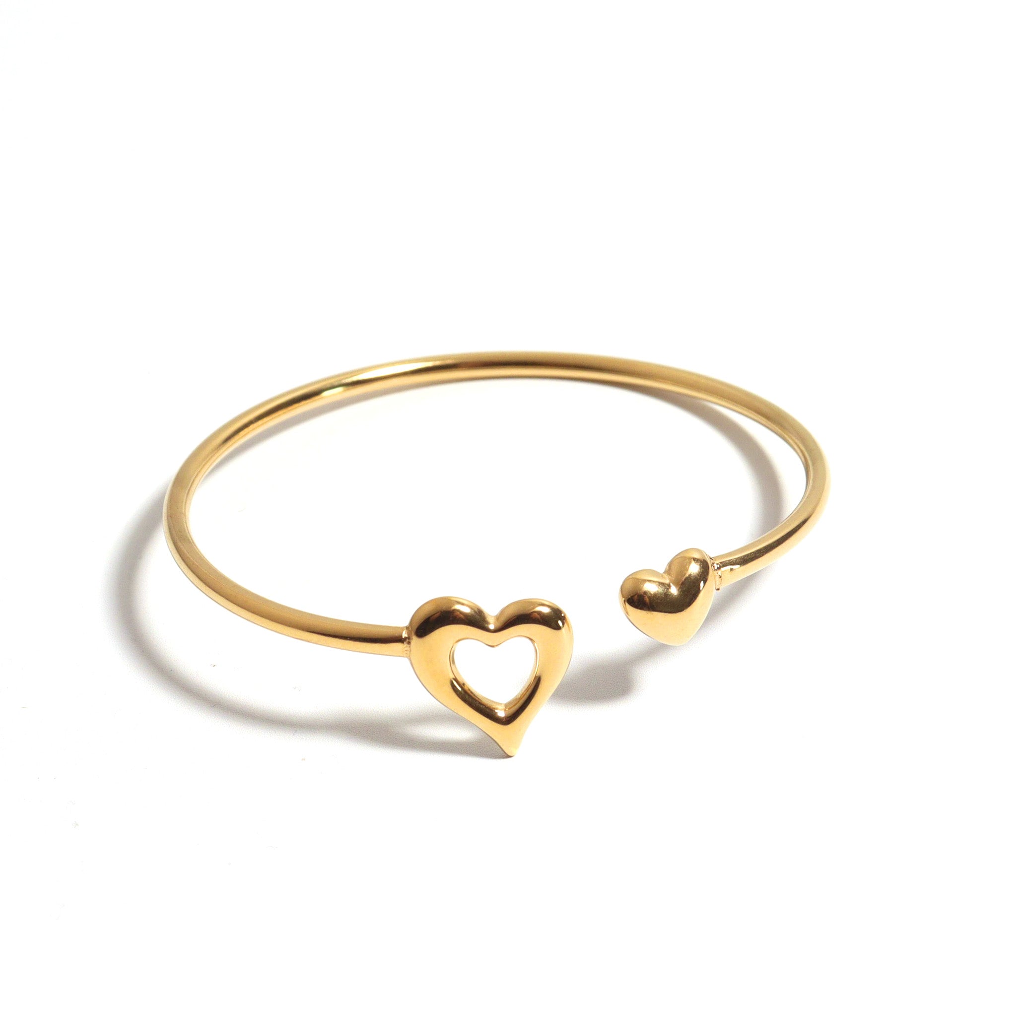 Button Heart Gold Bangle