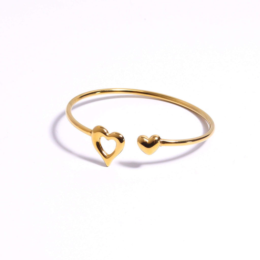 Button Heart Gold Bangle