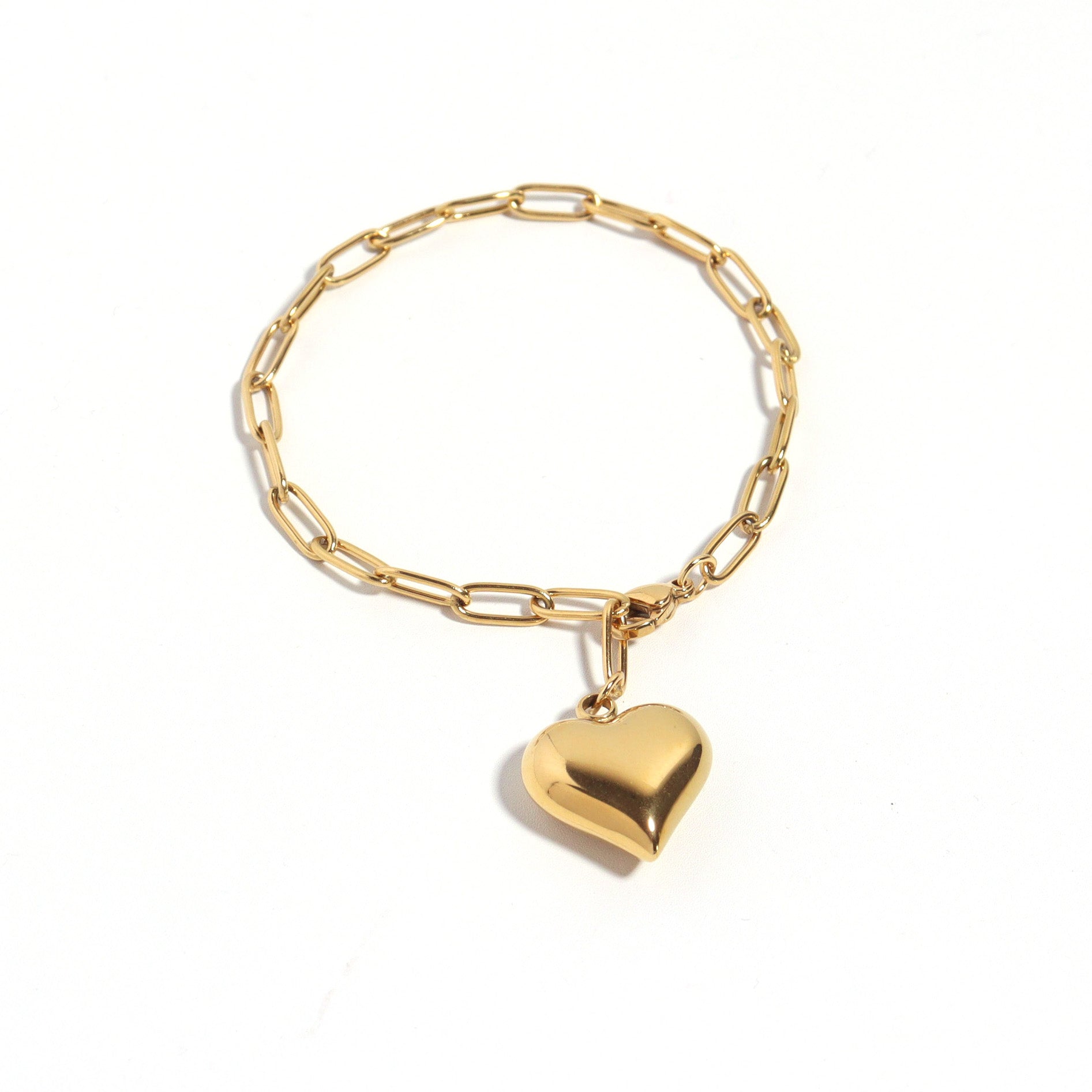 Pointy Bold Heart Gold Chain Bracelet