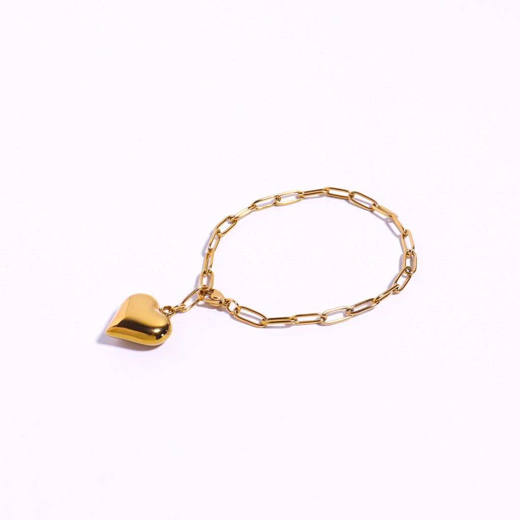 Pointy Bold Heart Gold Chain Bracelet