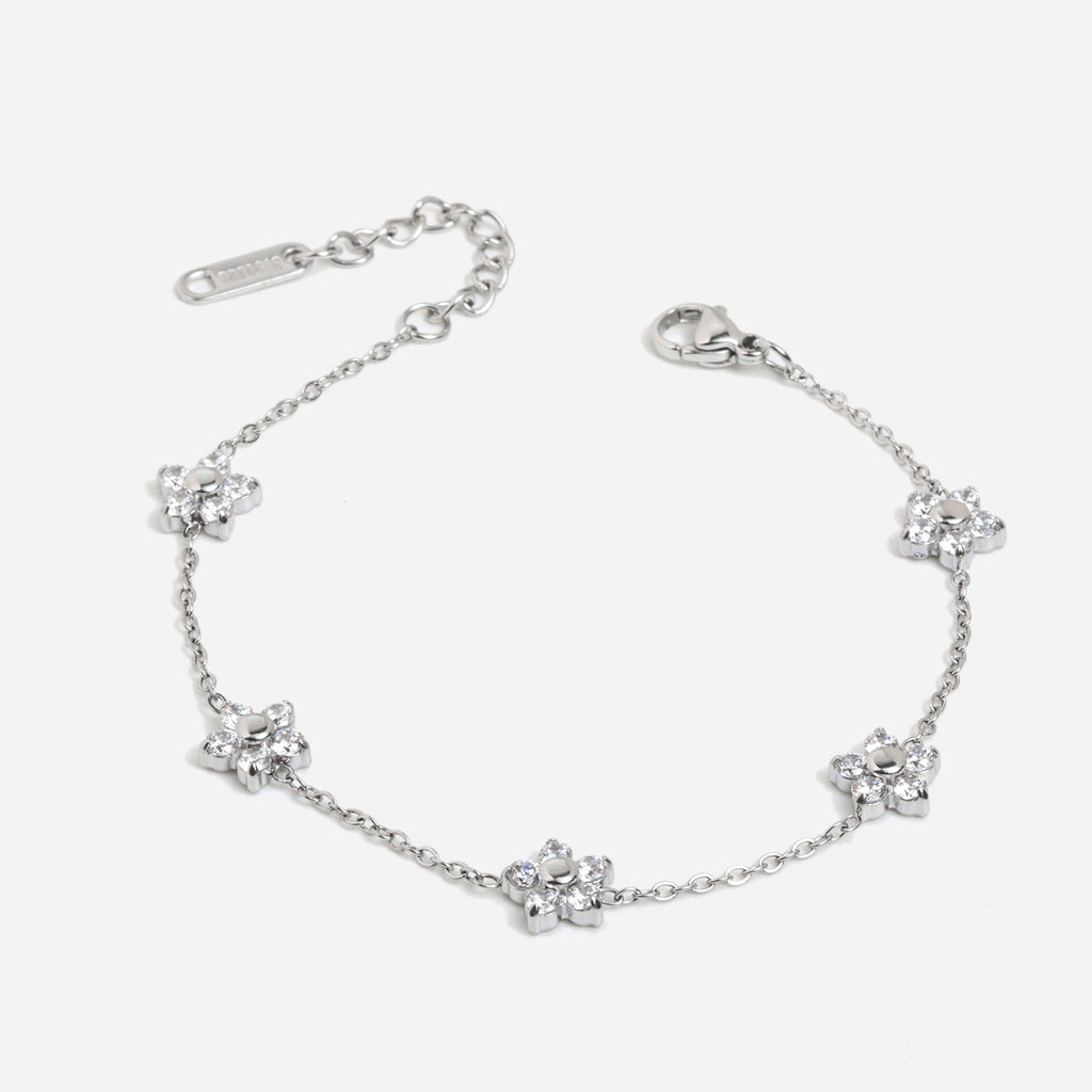 Petal Five Silver Flower Bracelet