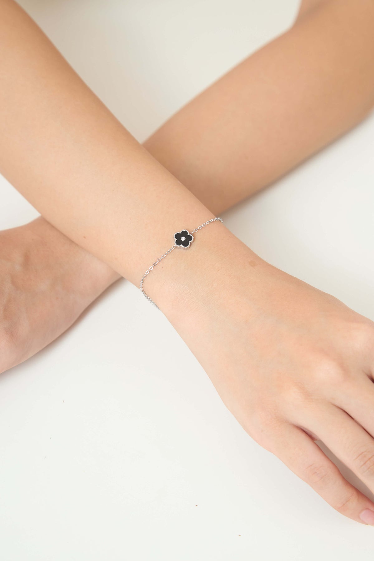 Dark Bold Satta Petal Silver Bracelet