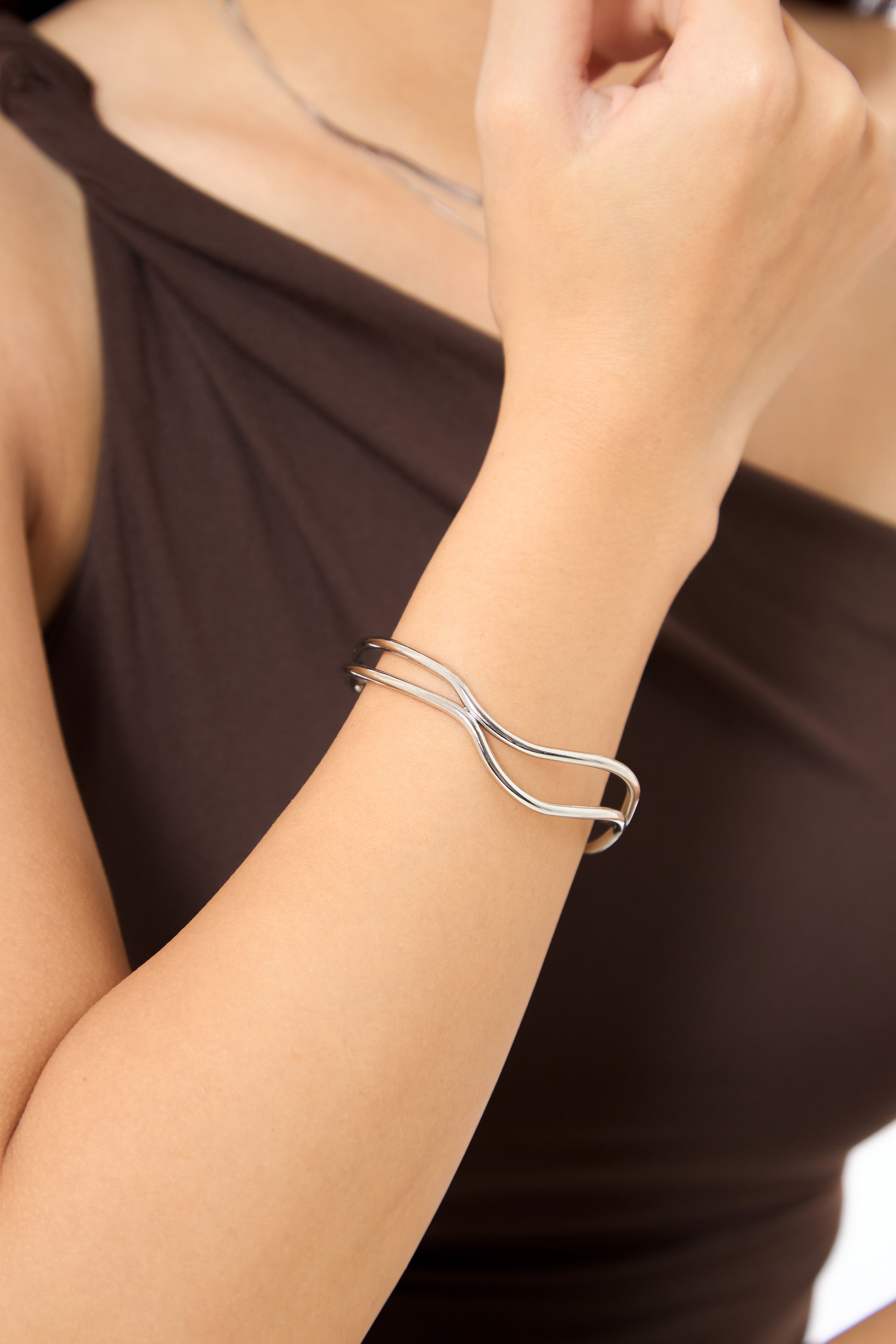 Elven Silver Bangle Bracelet