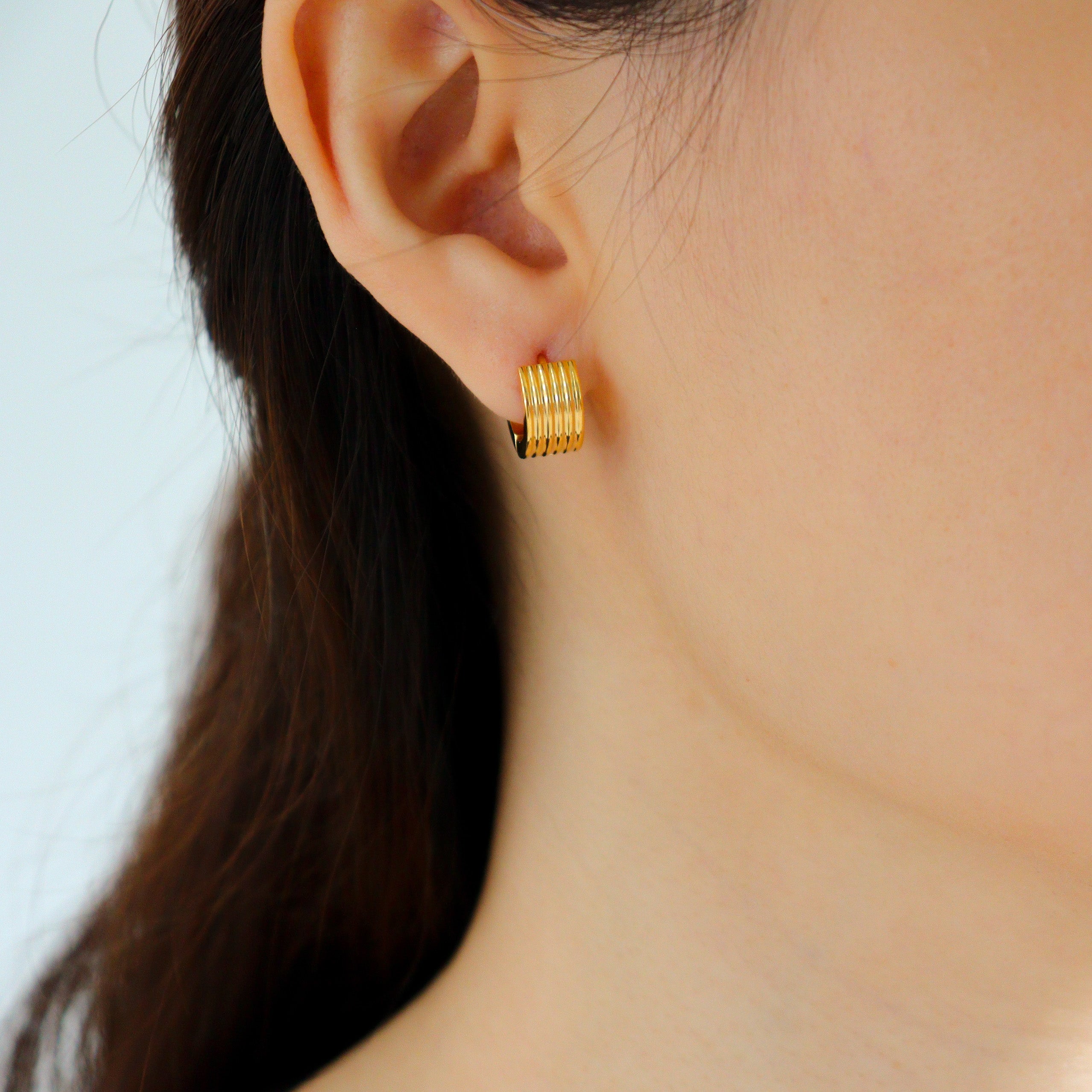 Multi Line Hoop Earrings