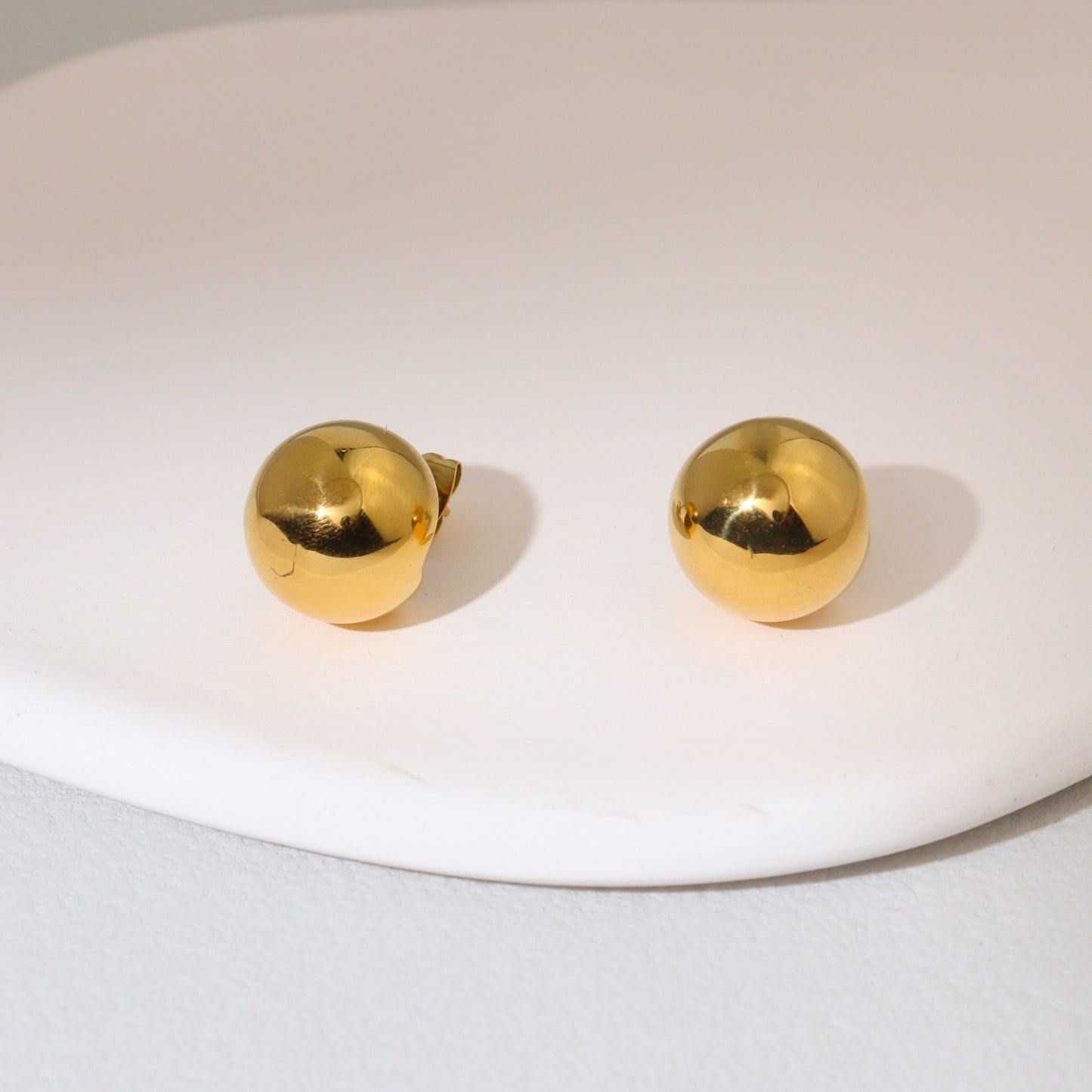 Golden Ball C-Hoop Earrings