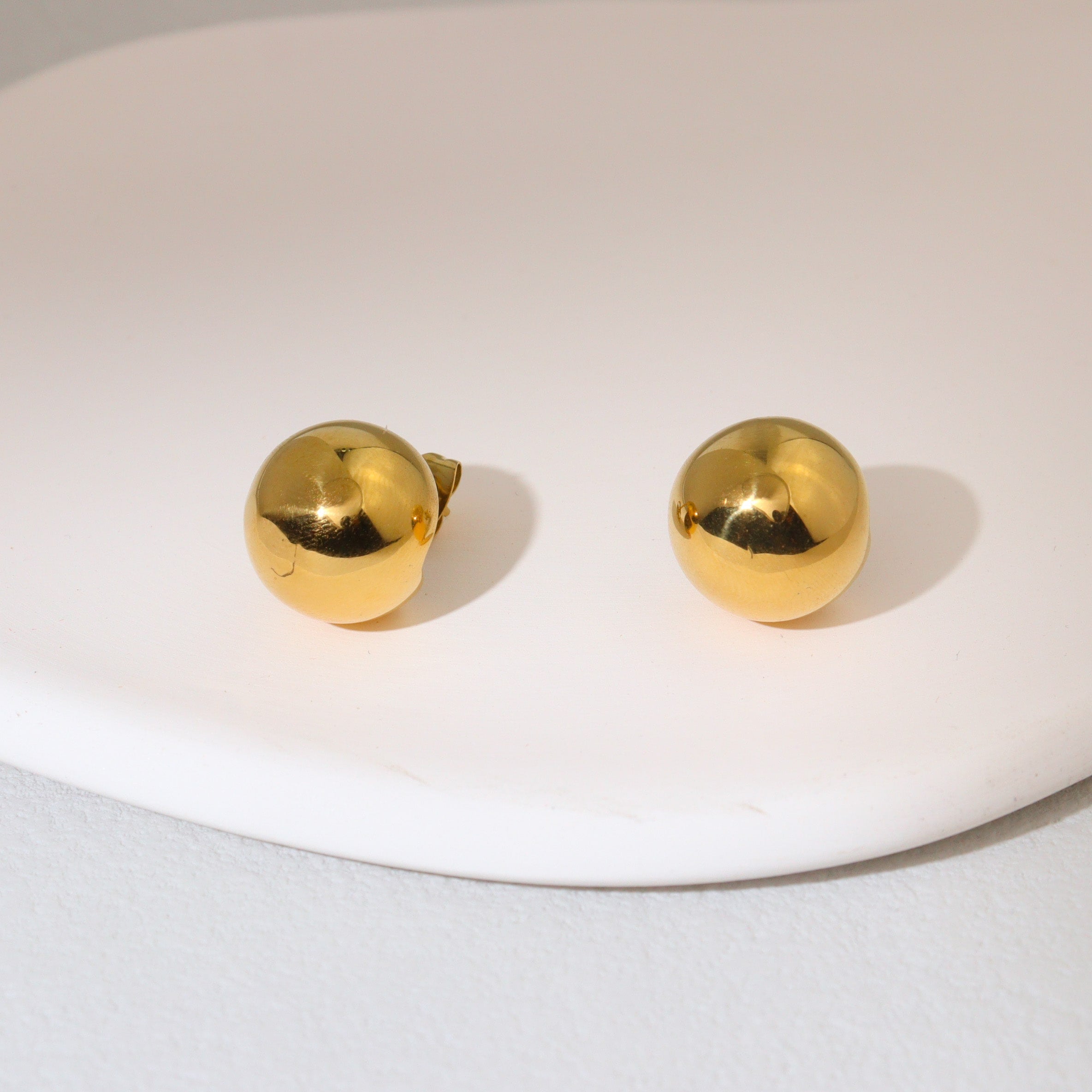 Golden Ball C-Hoop Earrings