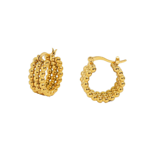 Round Bead Hoop Earrings