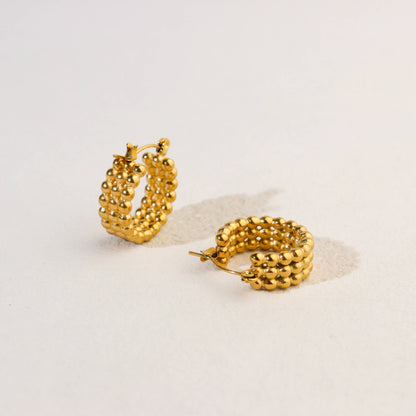 Round Bead Hoop Earrings