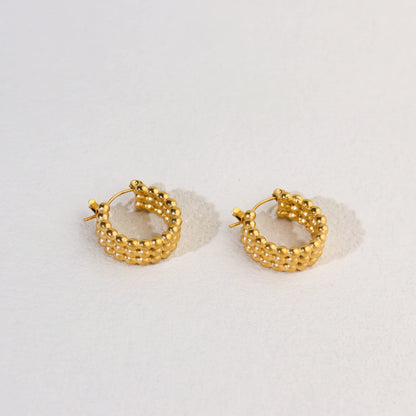 Round Bead Hoop Earrings