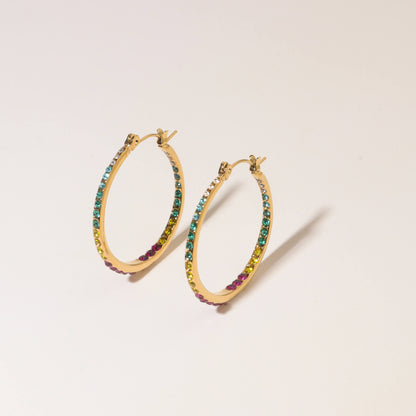Multicolor Medium Hoop Earrings