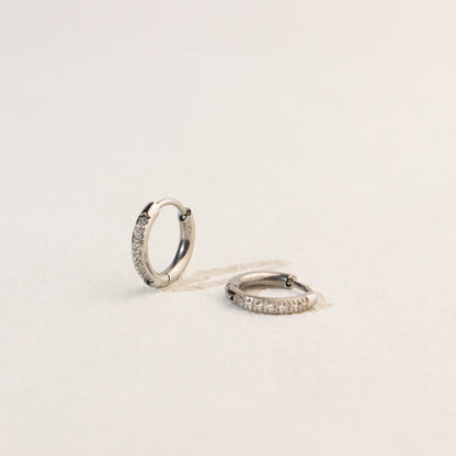 Mini Glimmer Silver Hoop Earrings