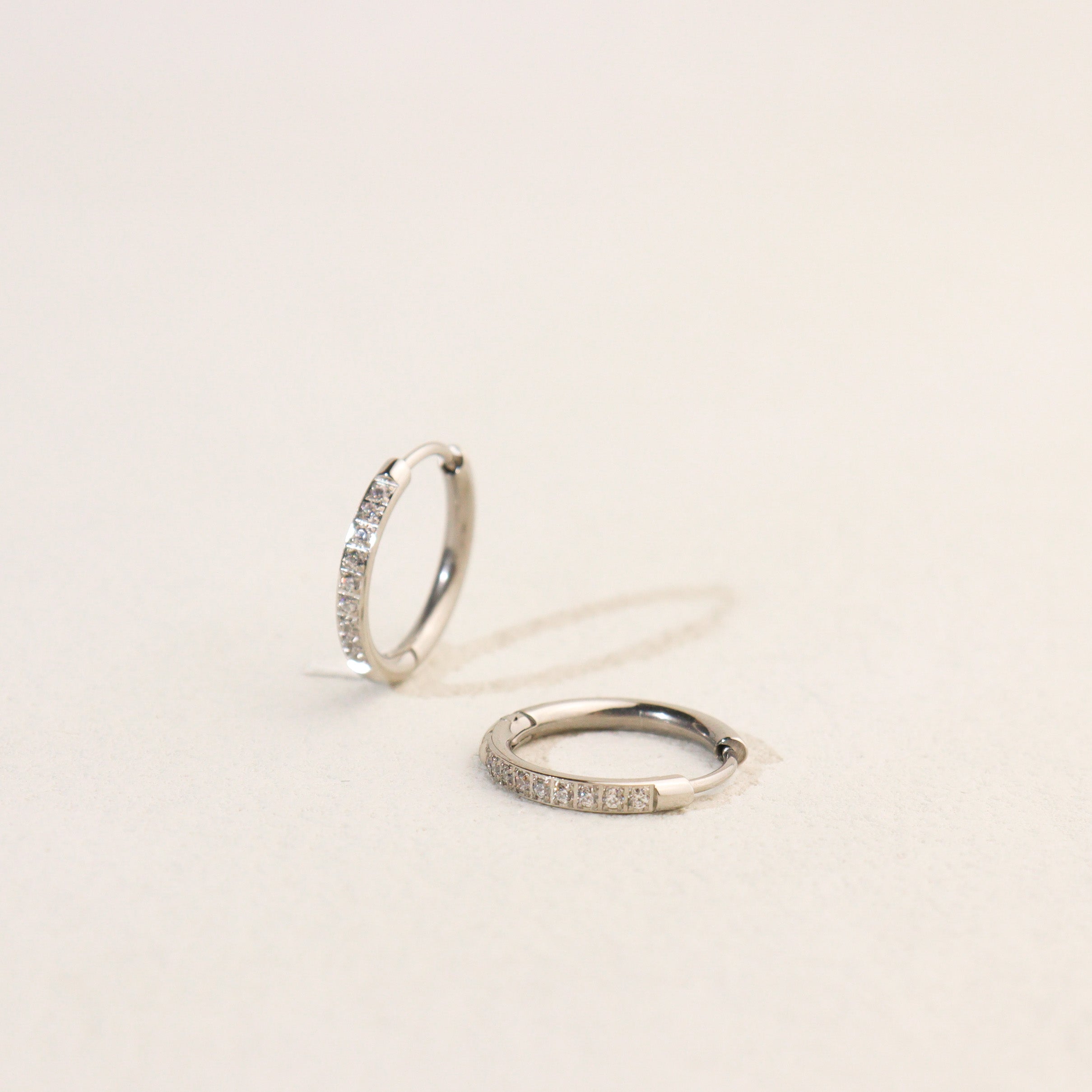 Medium Glimmer Silver Hoop Earrings