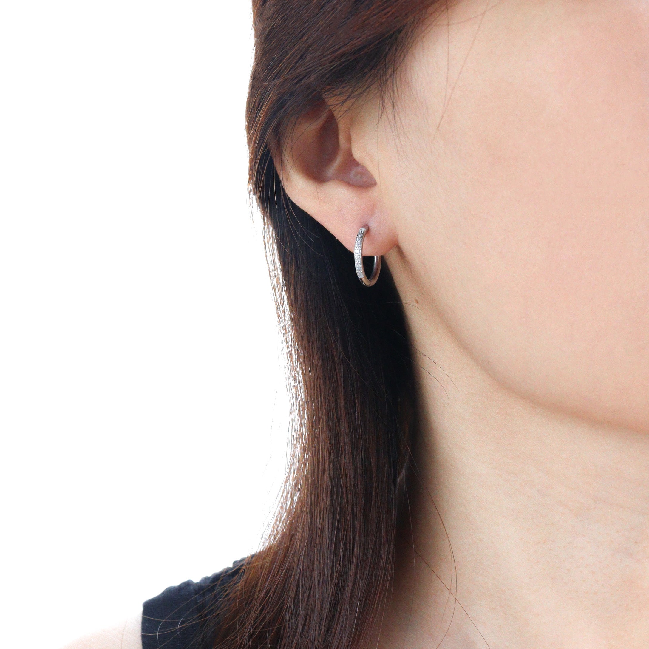 Medium Glimmer Silver Hoop Earrings