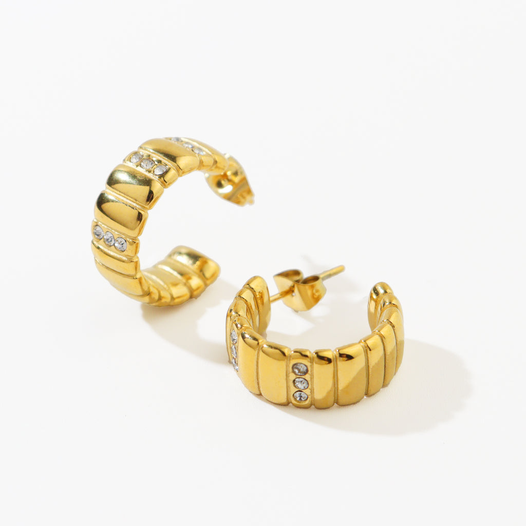 Cubic Ridge Hoop Earrings