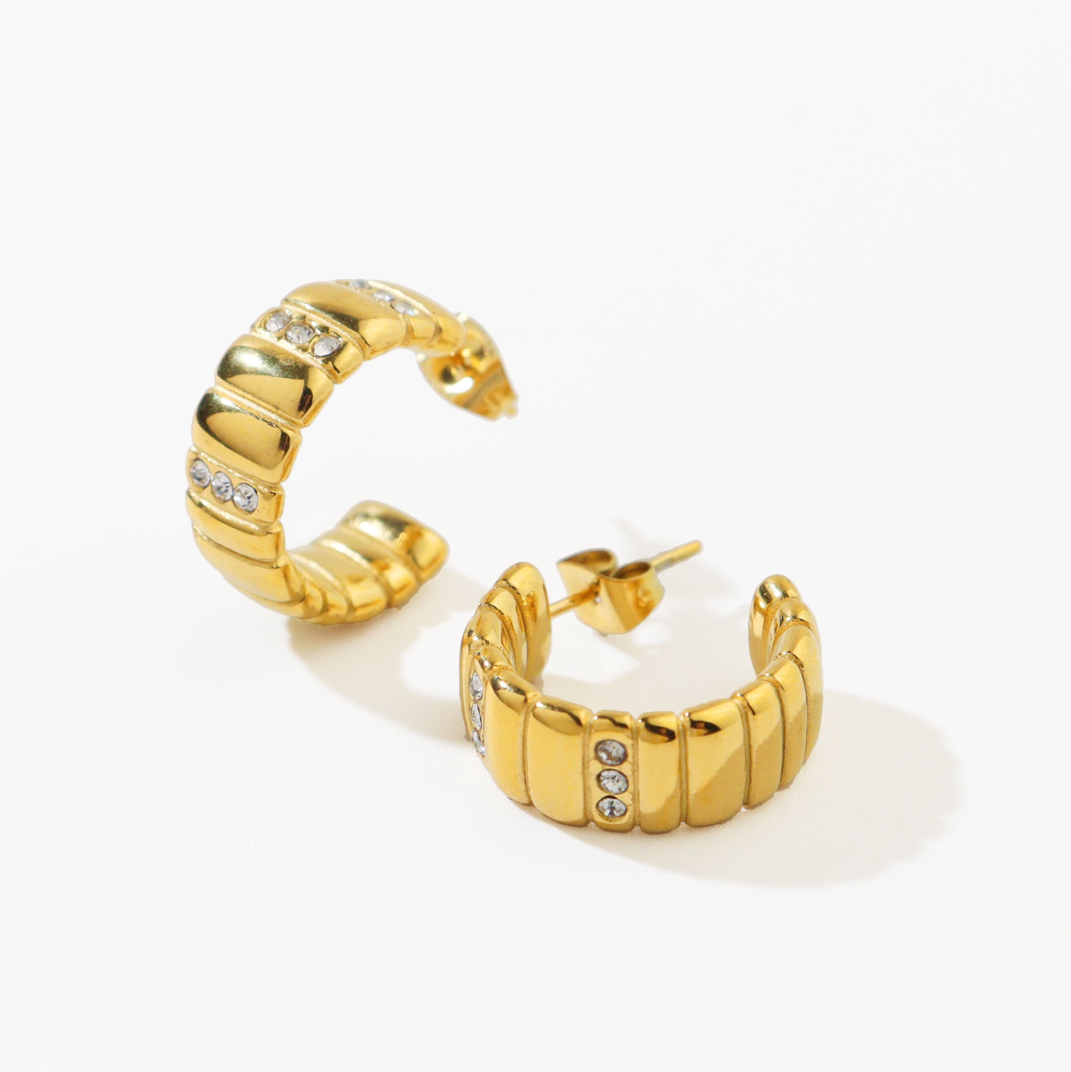 Cubic Ridge Hoop Earrings