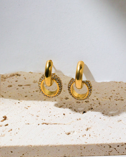 Glamorous Wheel Gold Hoop Earrings