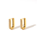 Pave Ovate Gold Earrings