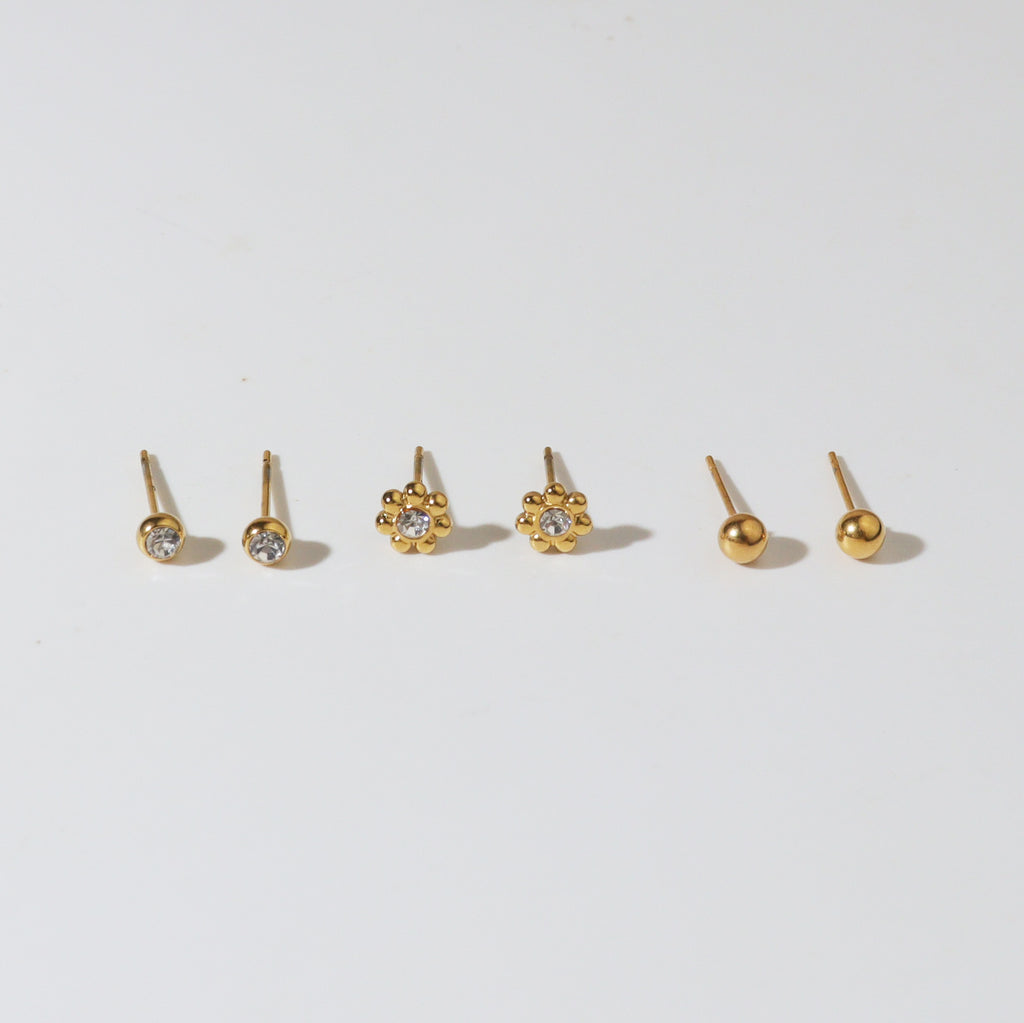 Tri Pieces Stud Earrings Set