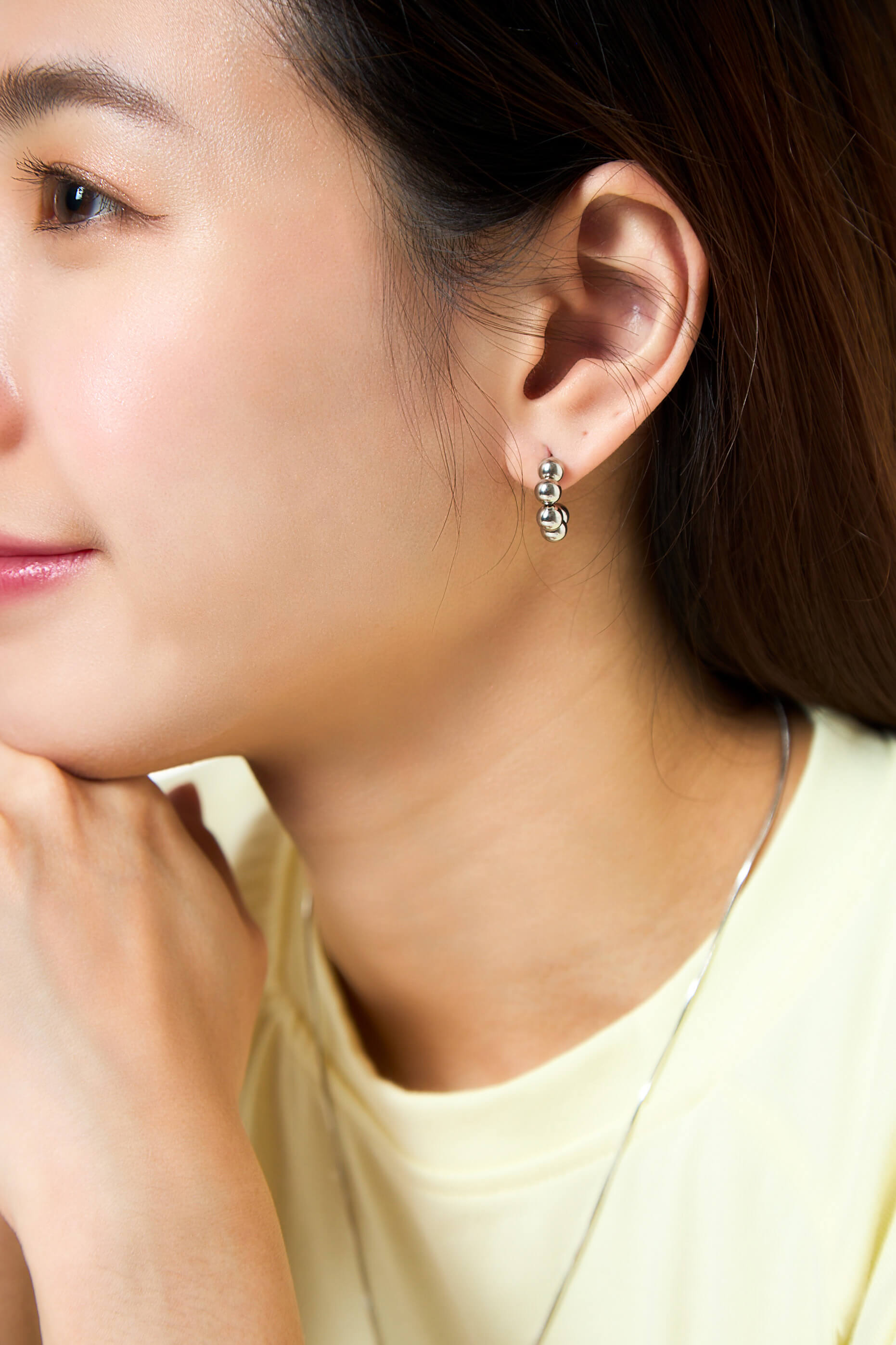 Silver Dots Hoop Earrings