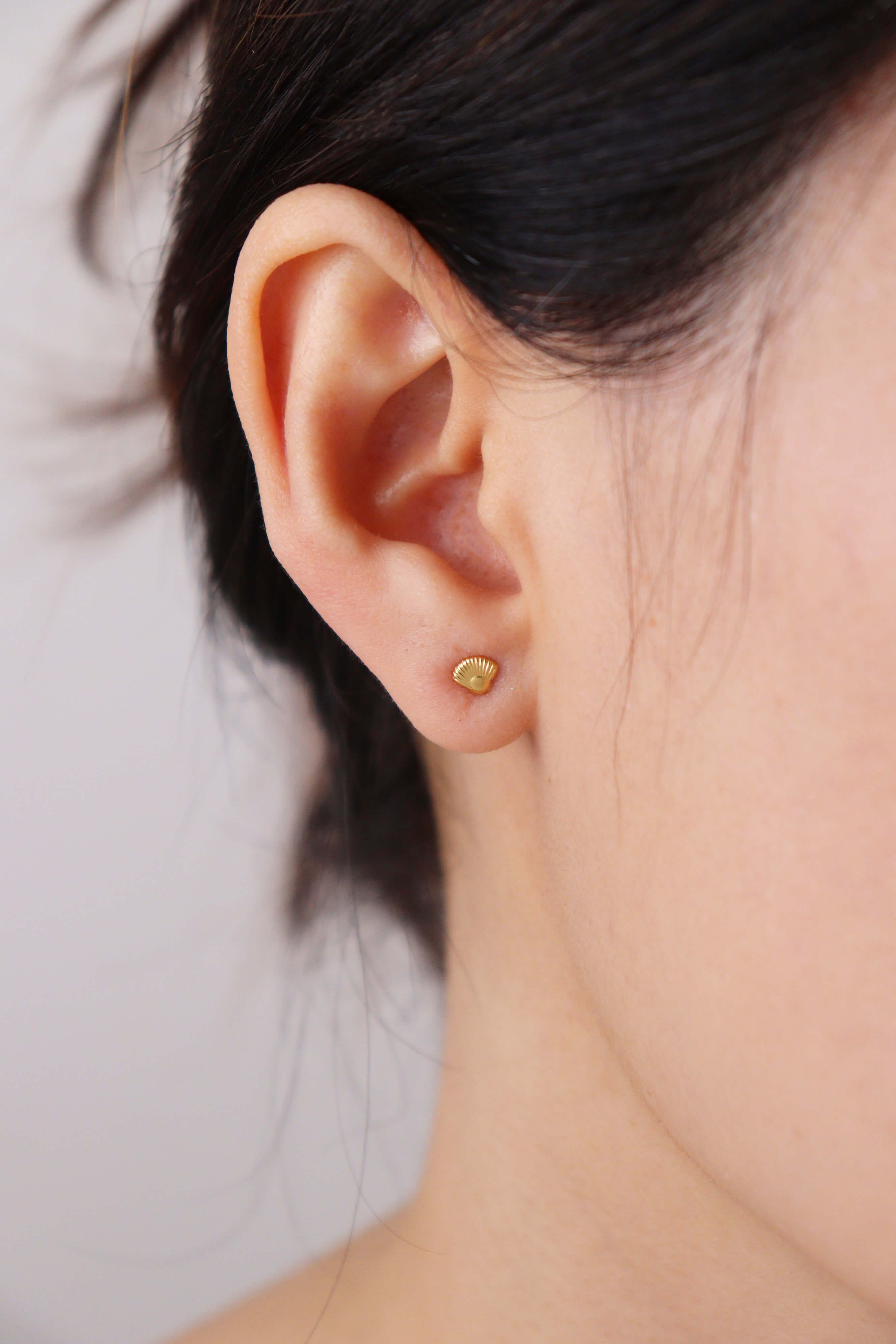 Tiny Shell Gold Stud Earrings