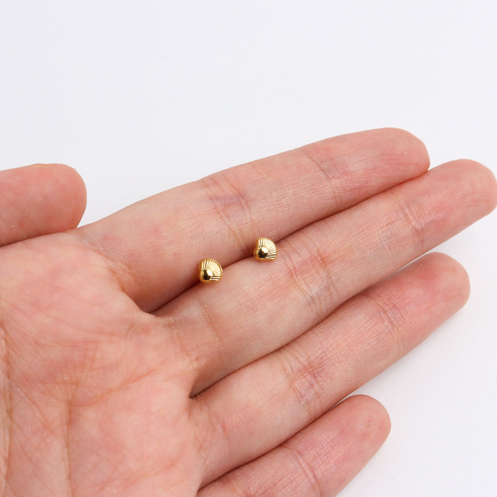 Tiny Shell Gold Stud Earrings