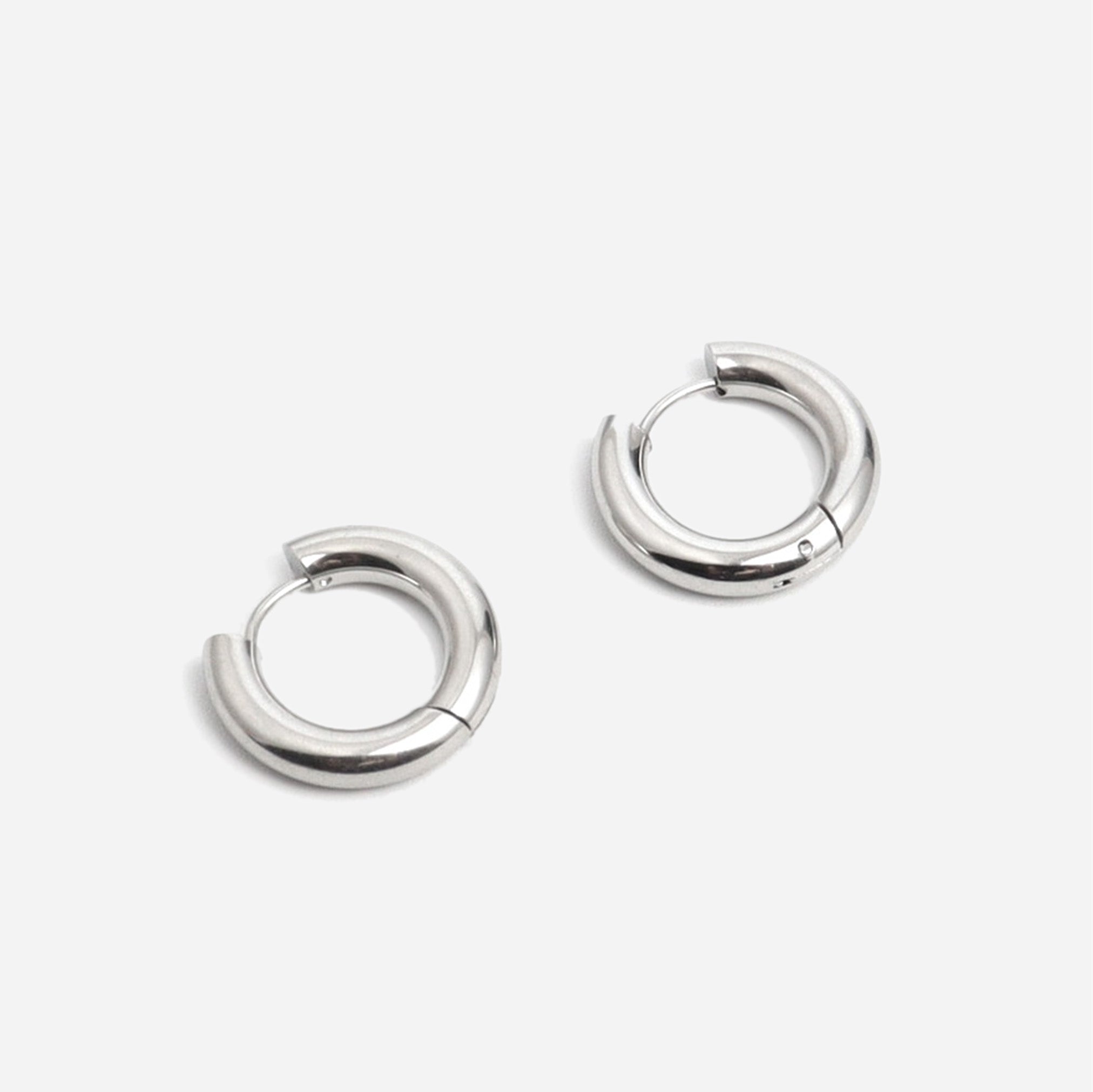 Silver Bold Tiny Hoop Earrings