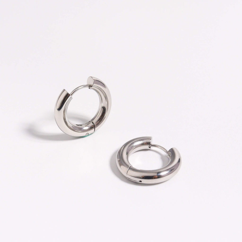 Silver Bold Tiny Hoop Earrings