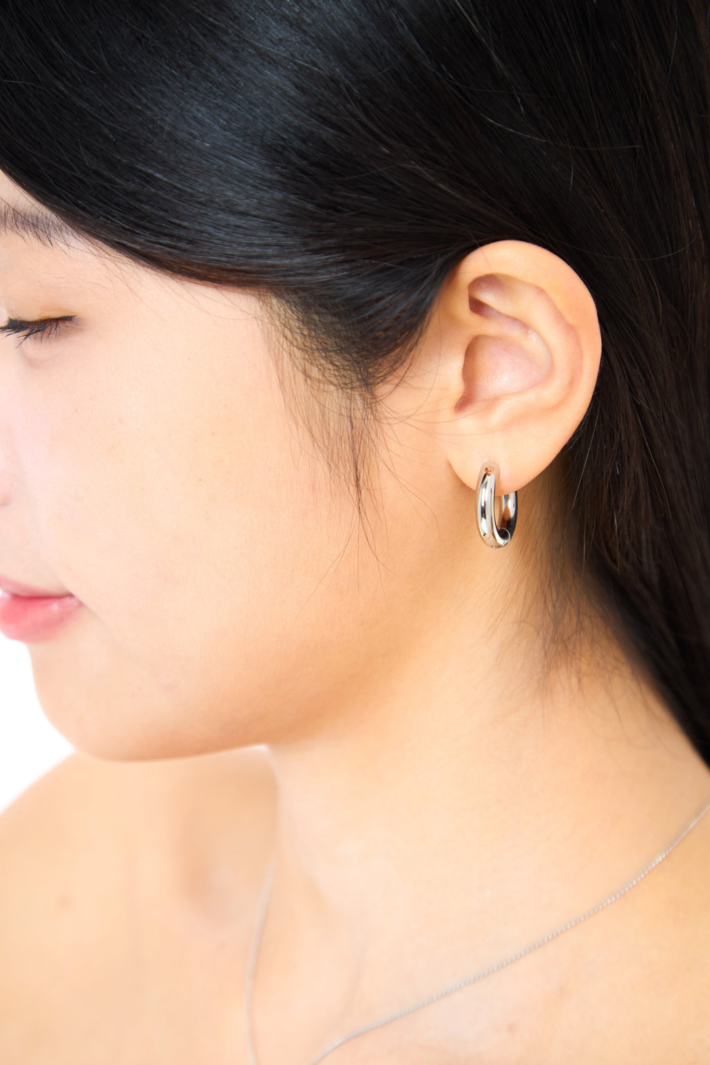 Silver Bold Tiny Hoop Earrings