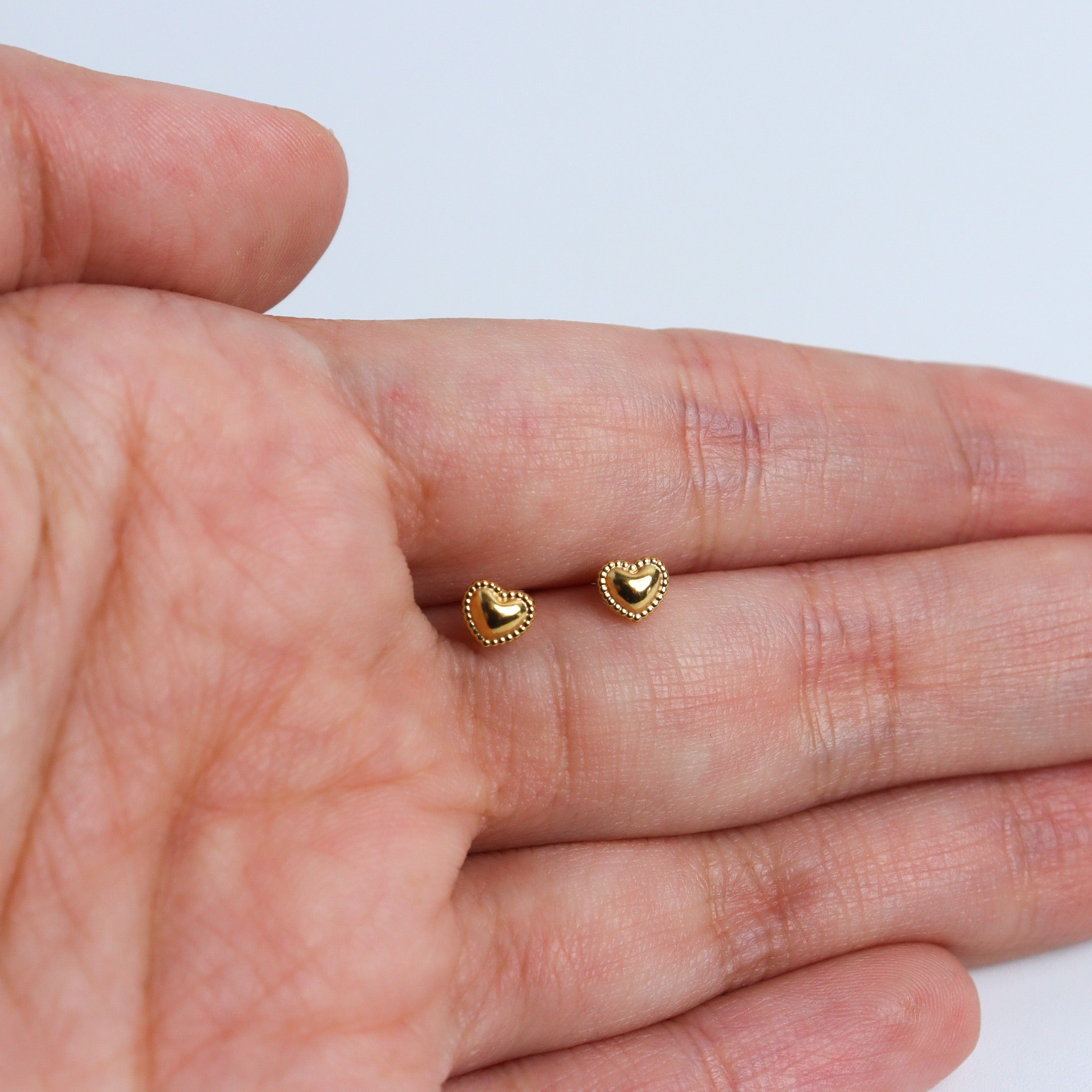 Tiny Heart Gold Stud Earrings