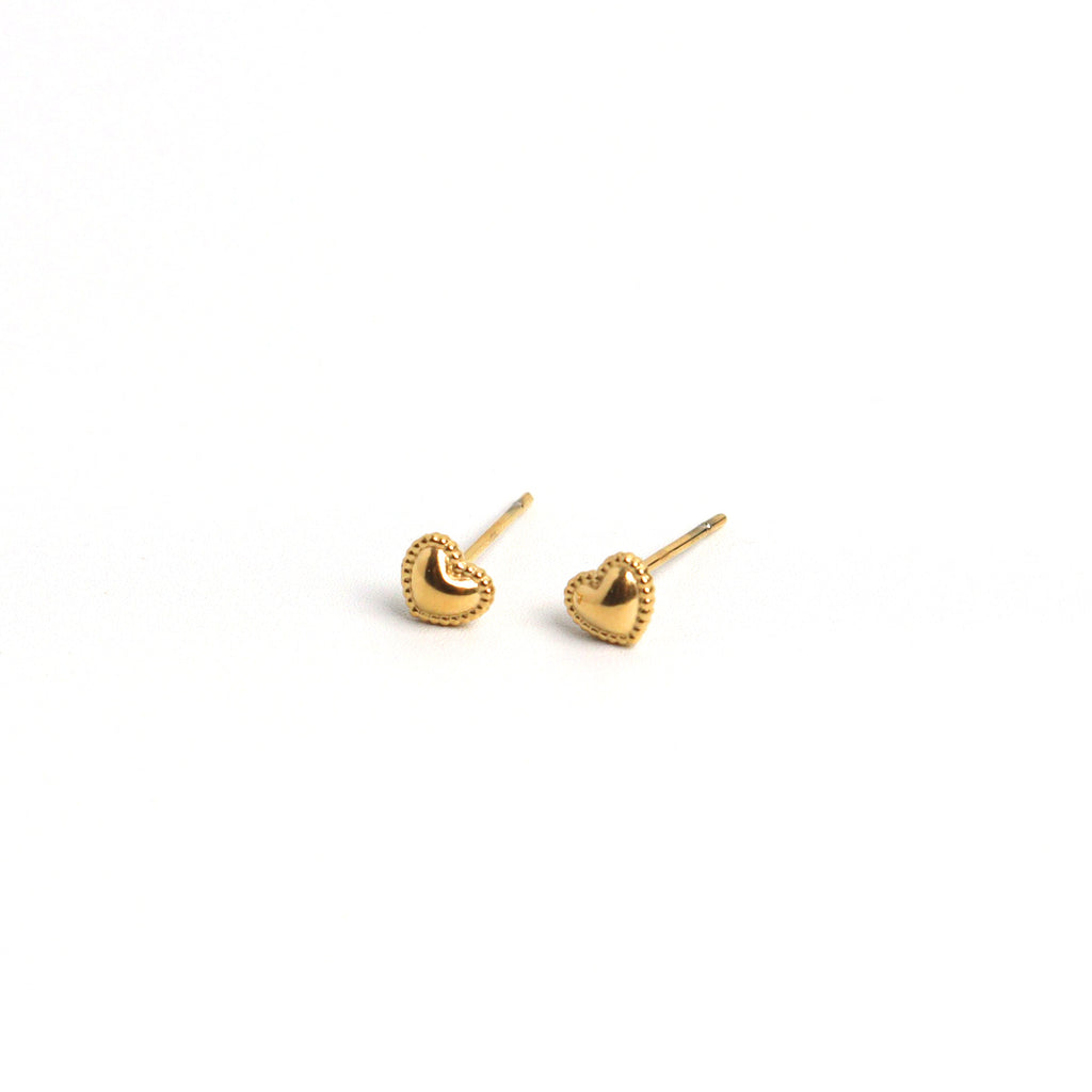 Tiny Heart Gold Stud Earrings