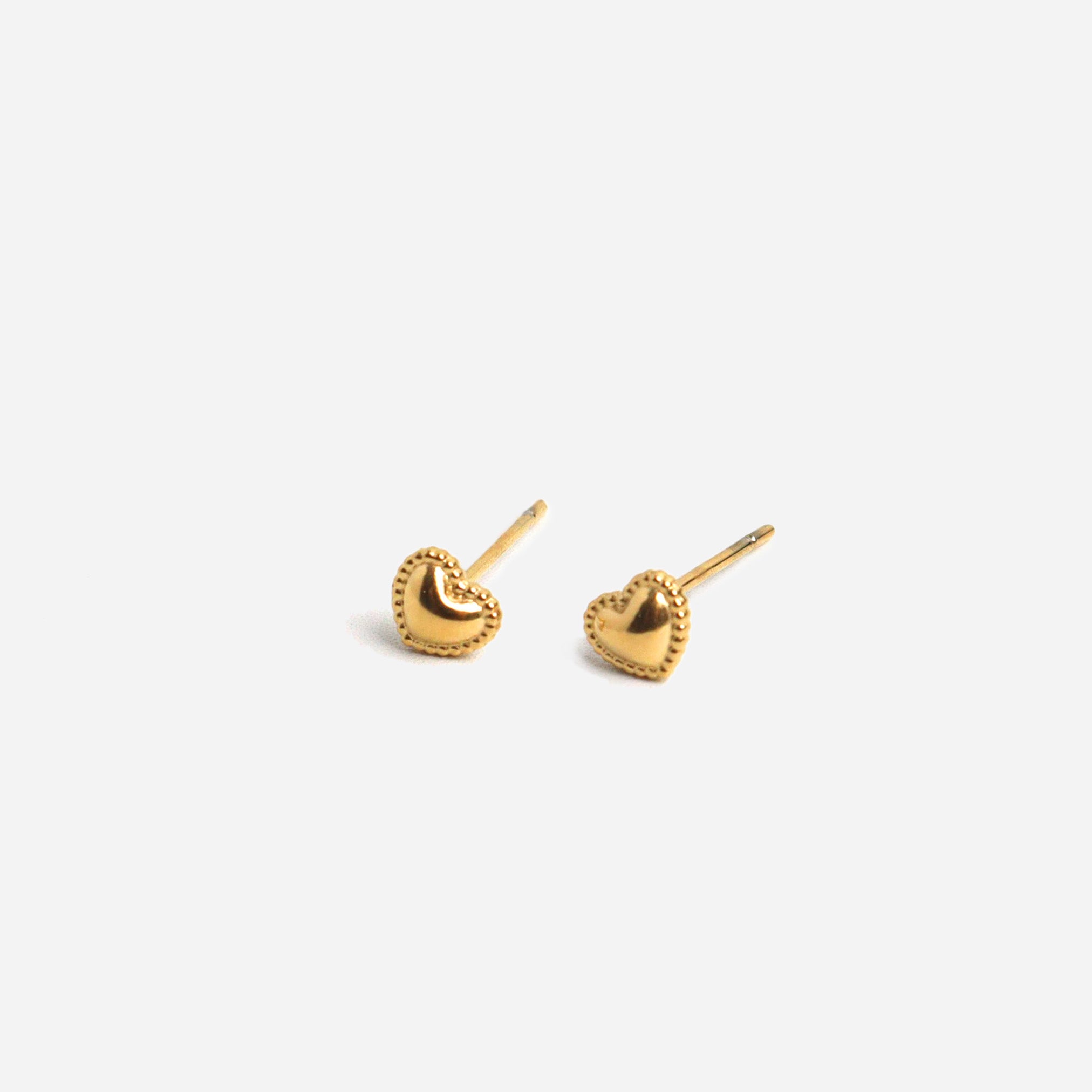 Tiny Heart Gold Stud Earrings