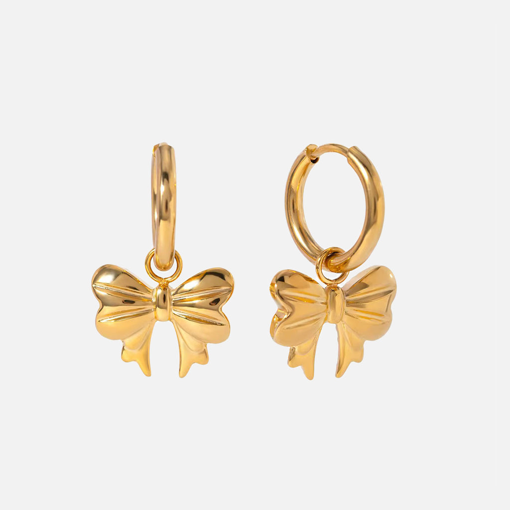 Merry Bow Gold Hoop Earrings