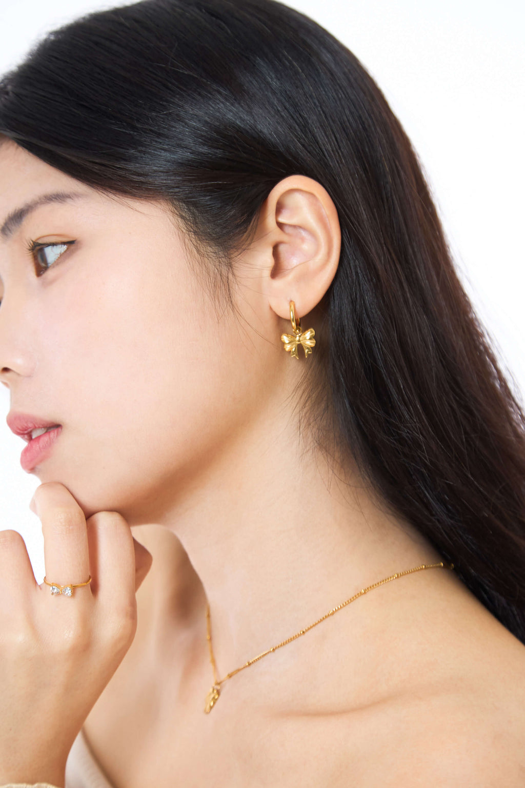 Merry Bow Gold Hoop Earrings